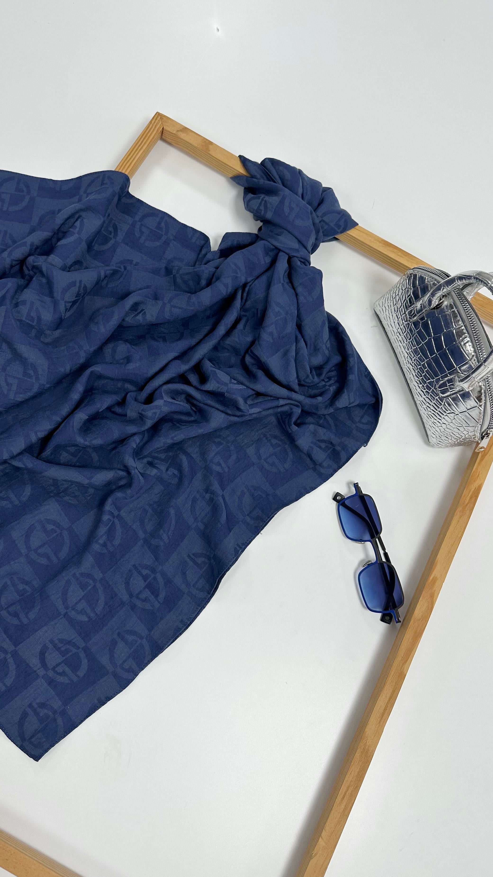 Dama Desen Mavi Şal 