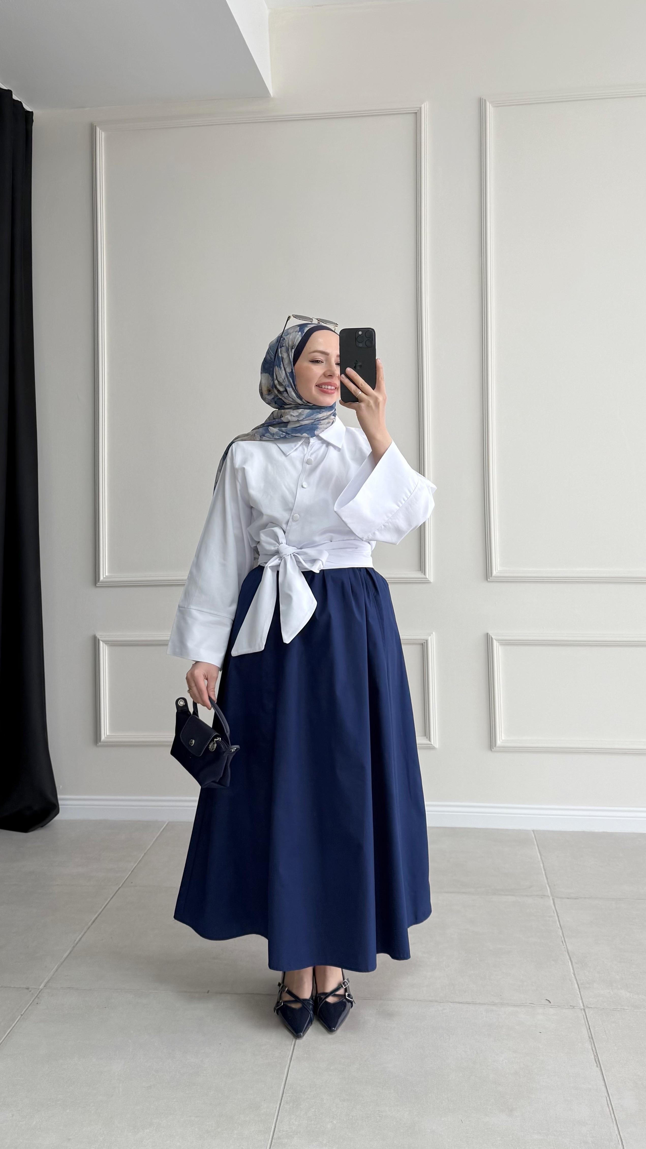 Darlas Lacivert Poplin Etek