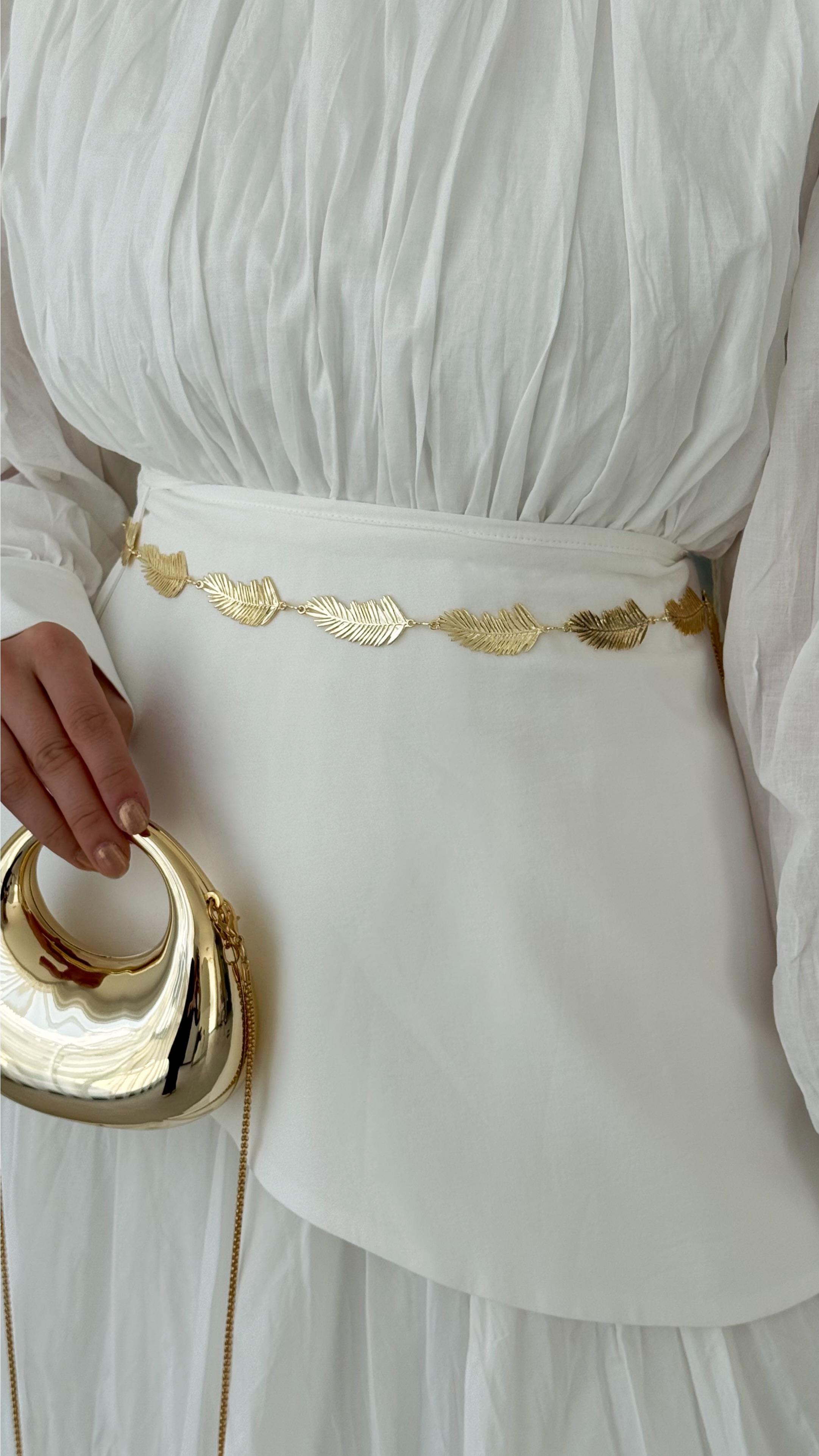 Darlene Yaprak Gold Zincir Kemer