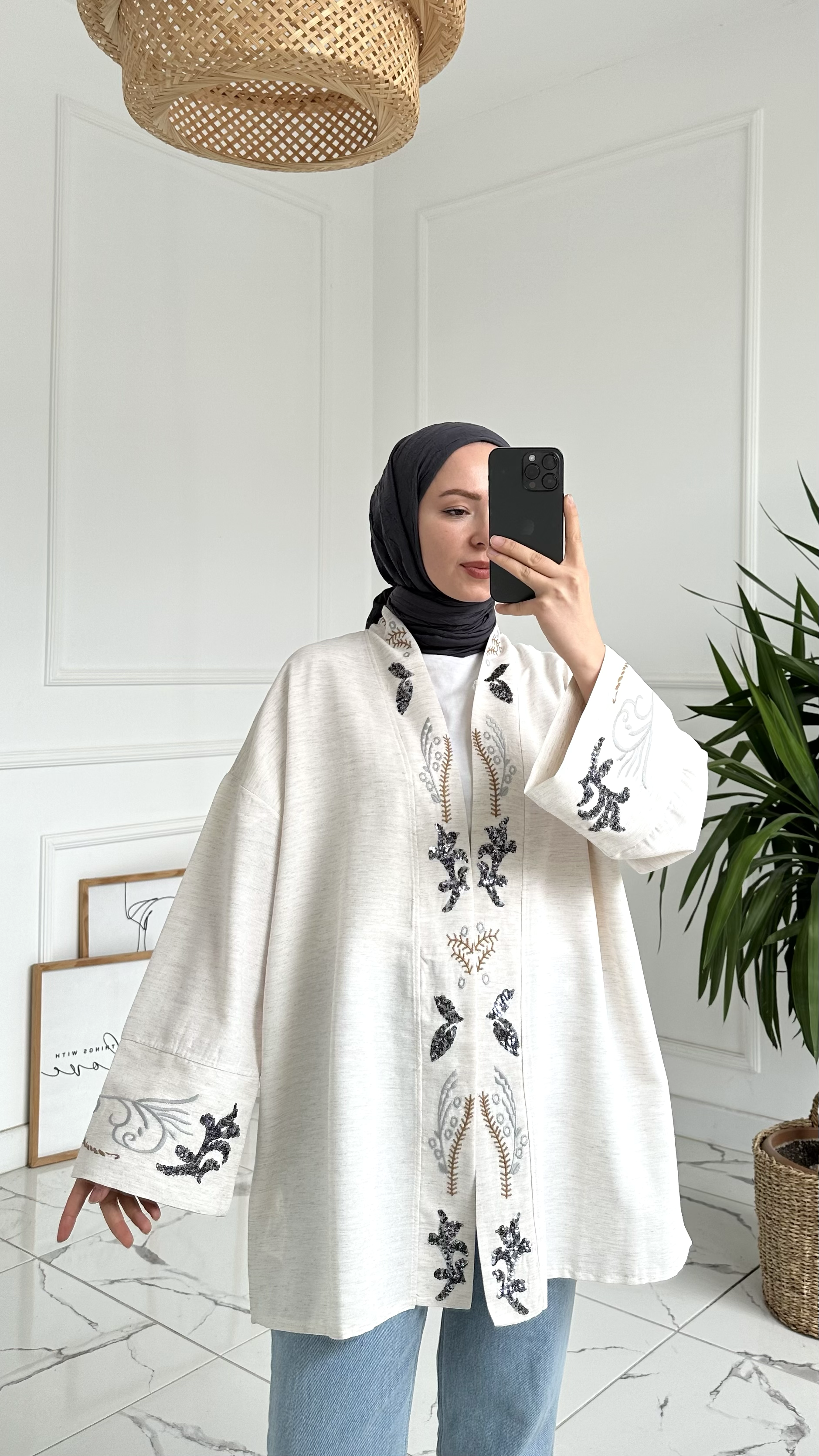 Dasia Pullu Keten Kimono
