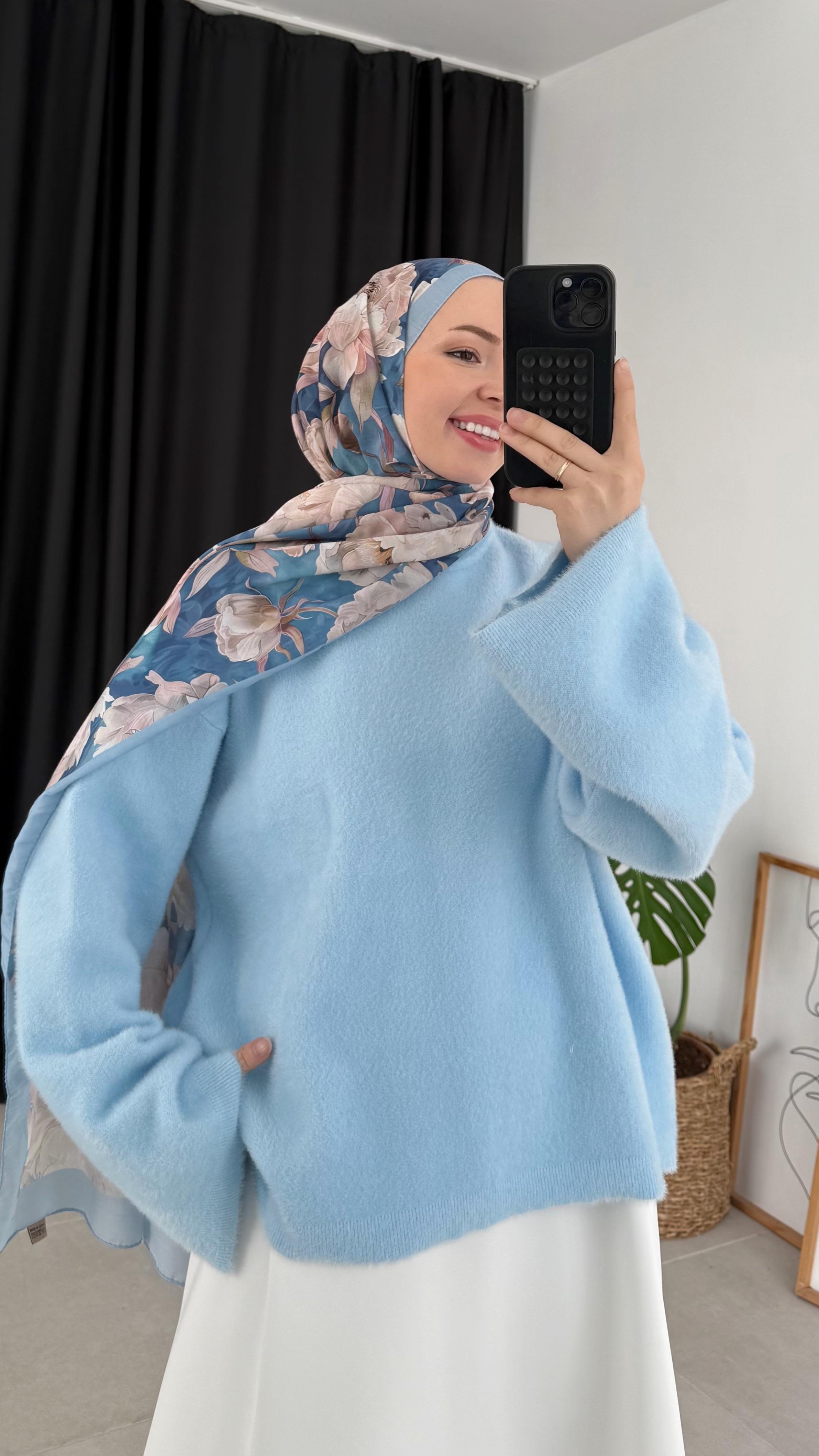 Delet Angora Mavi Kazak