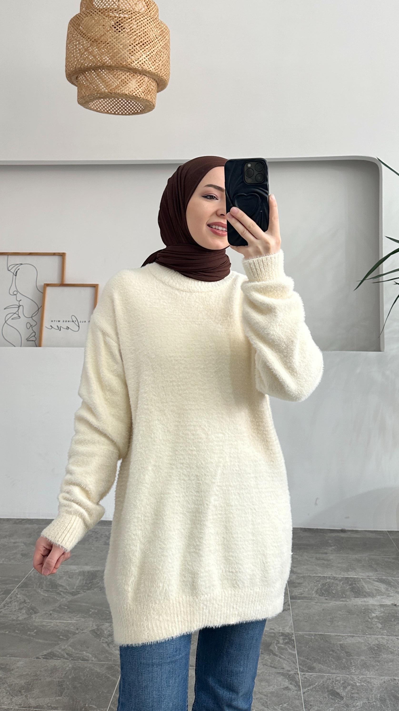 Denia Yumuşak Premium Krem Kazak 