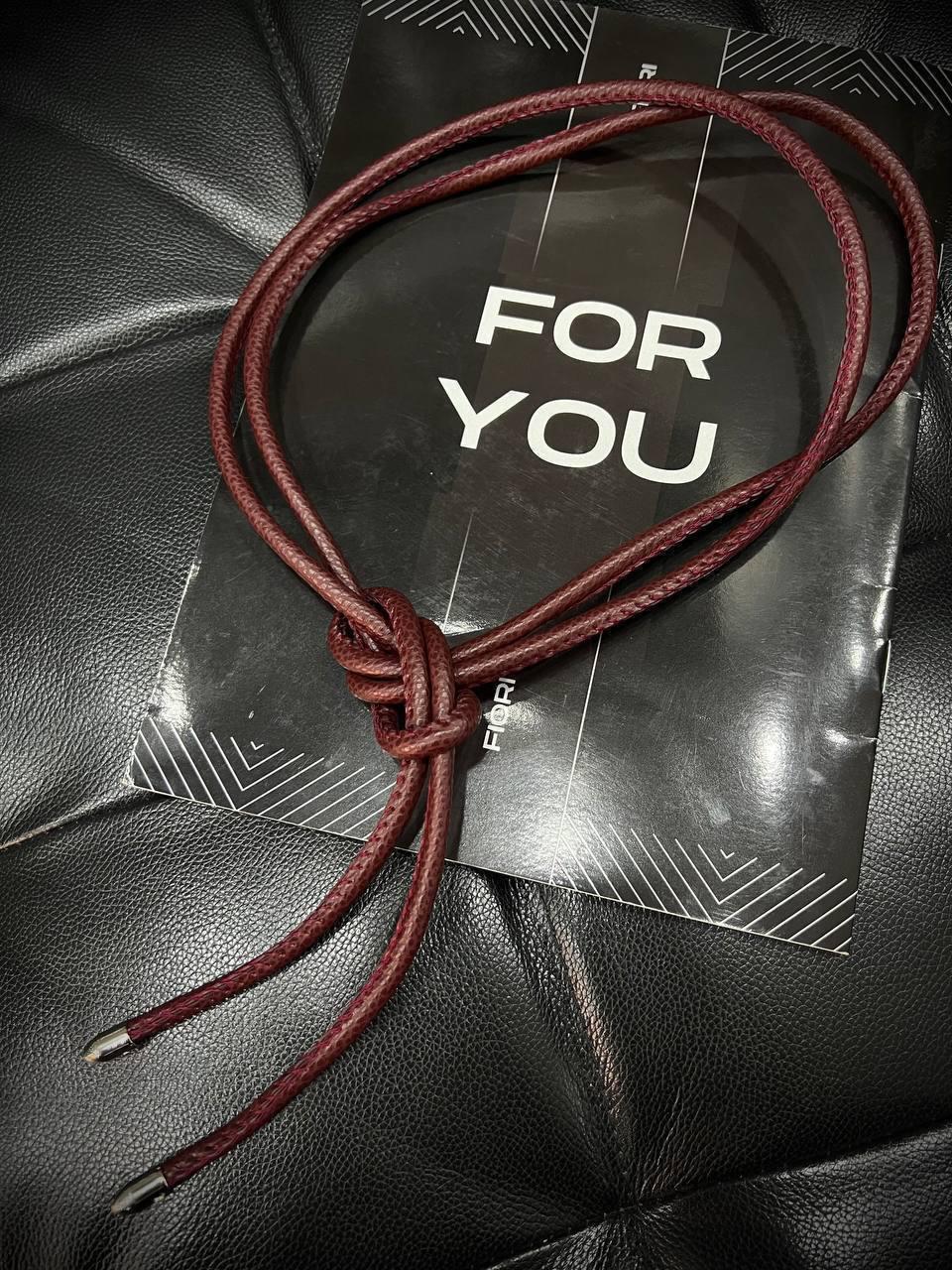 Deri Bordo İp Kadın Kemeri