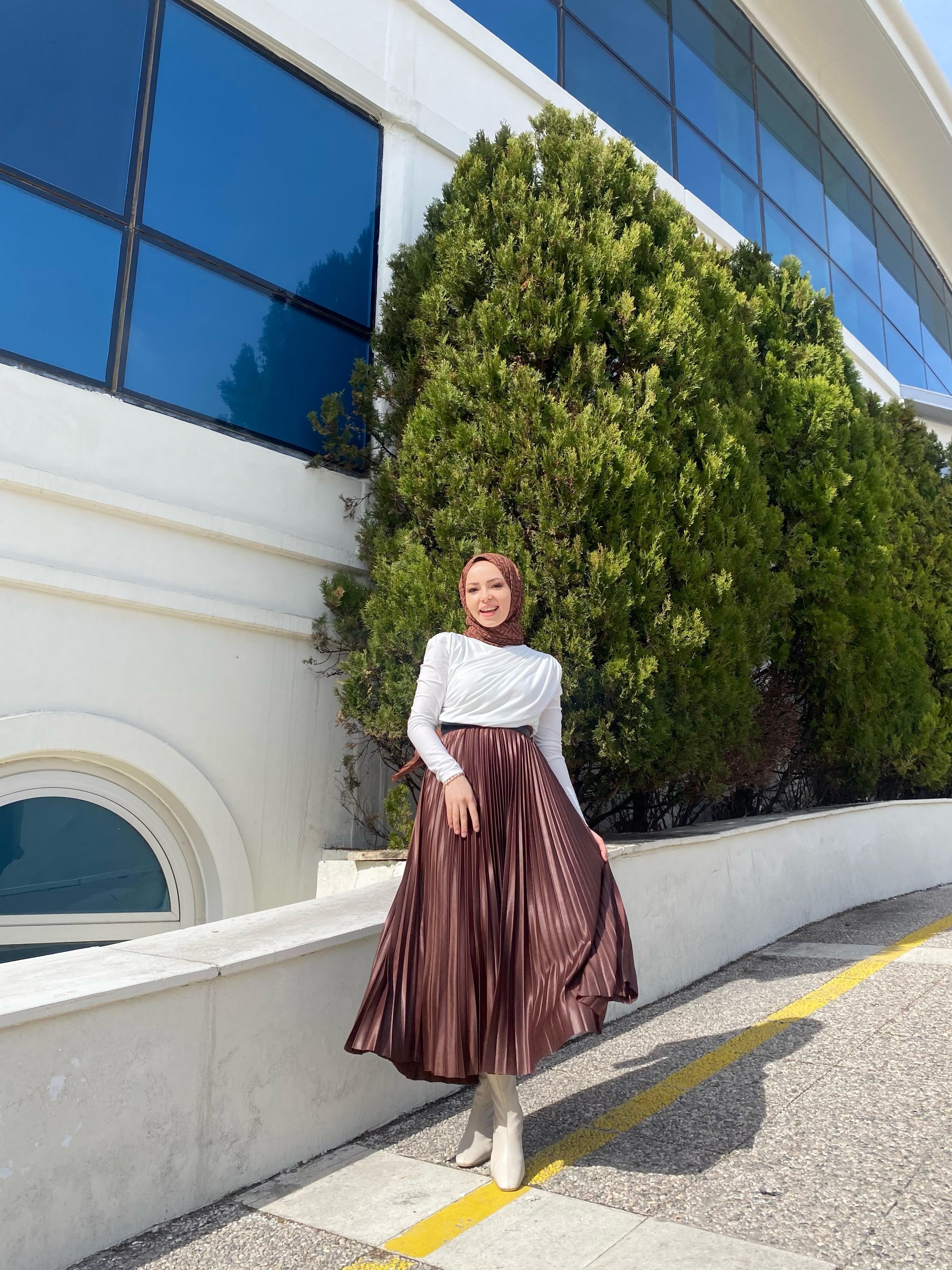 Diana Kahverengi Piliseli Etek