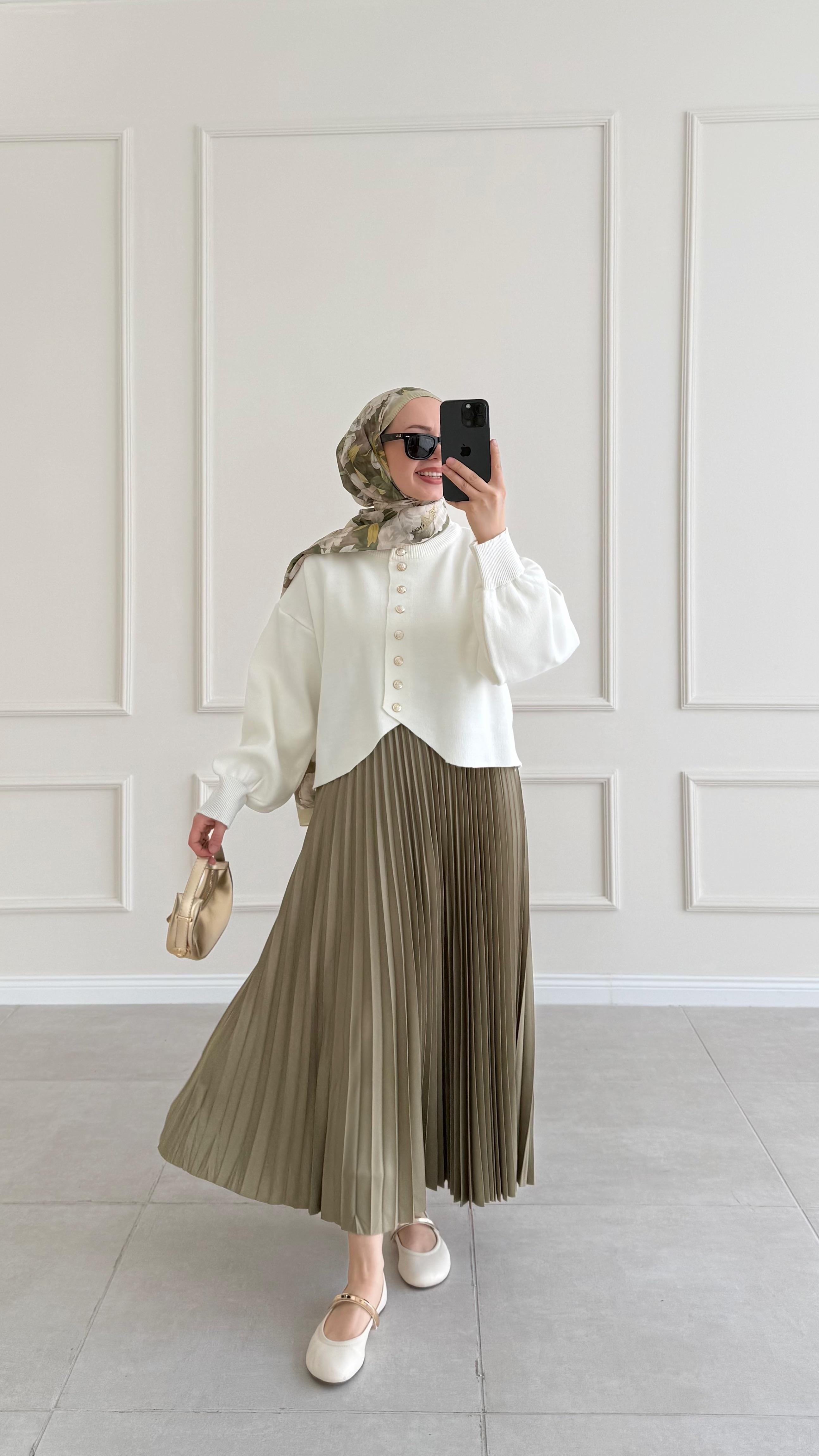 Diana Küf Yeşili Piliseli Etek