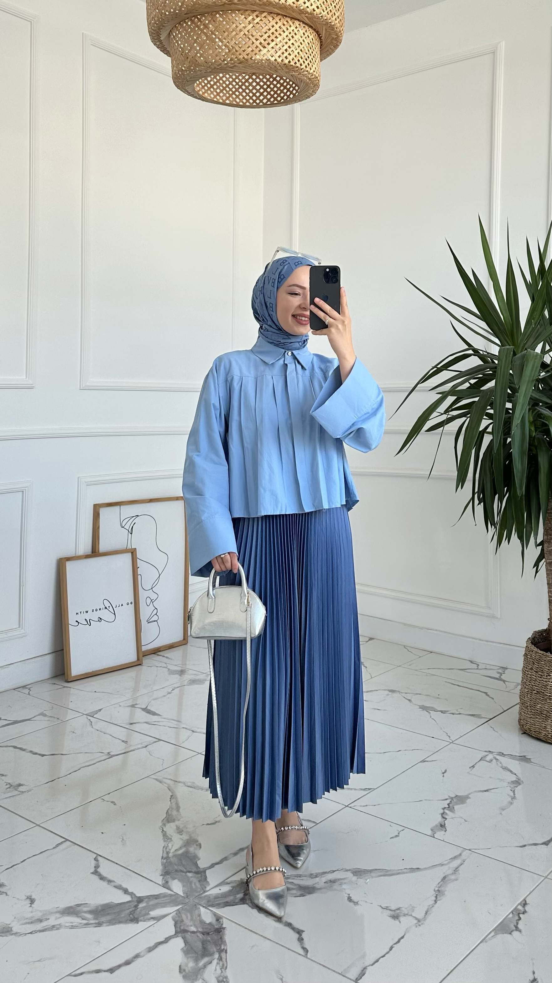 Diana Mavi Piliseli Etek