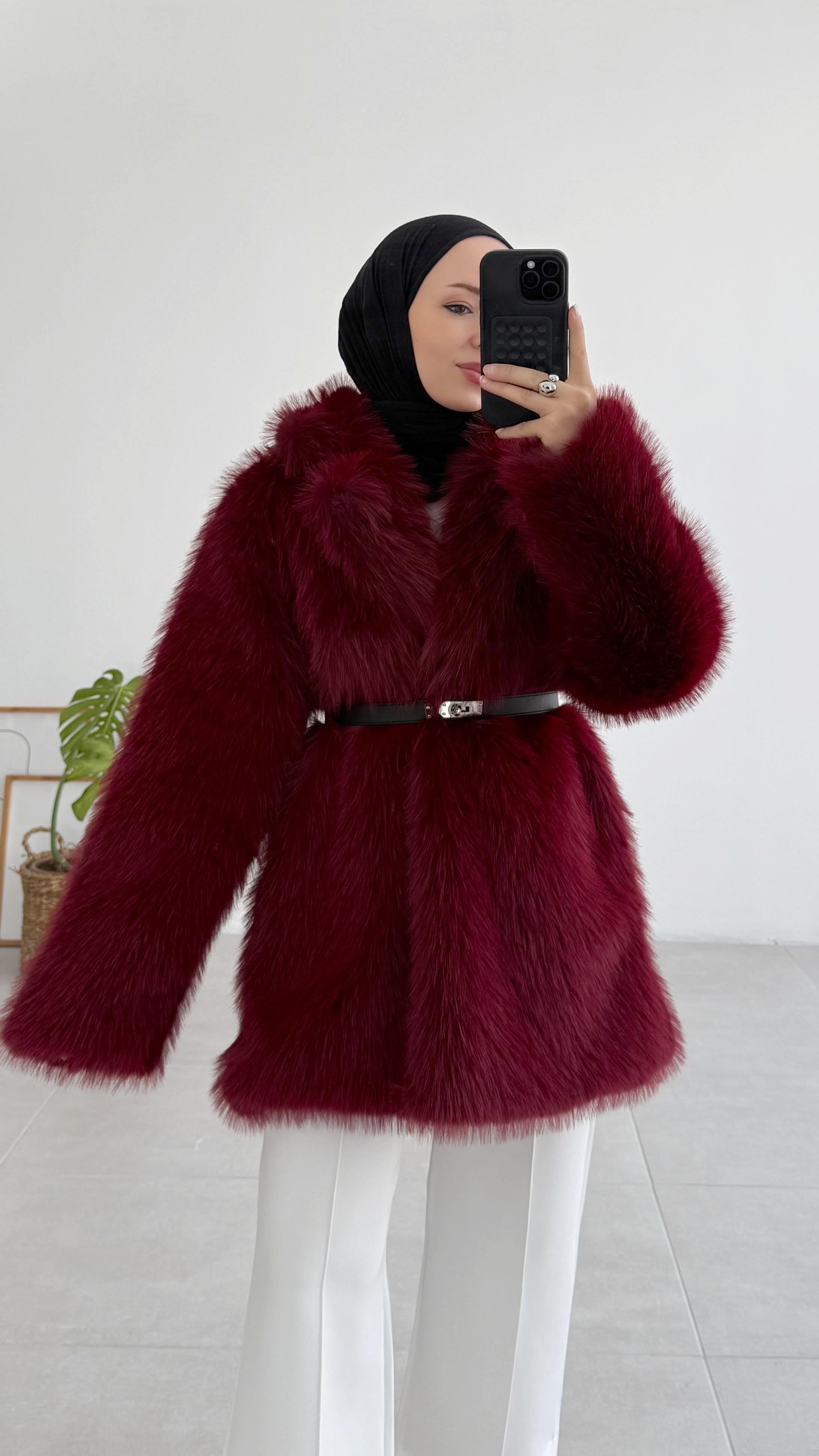 Eden Premıum Bordo Kürk