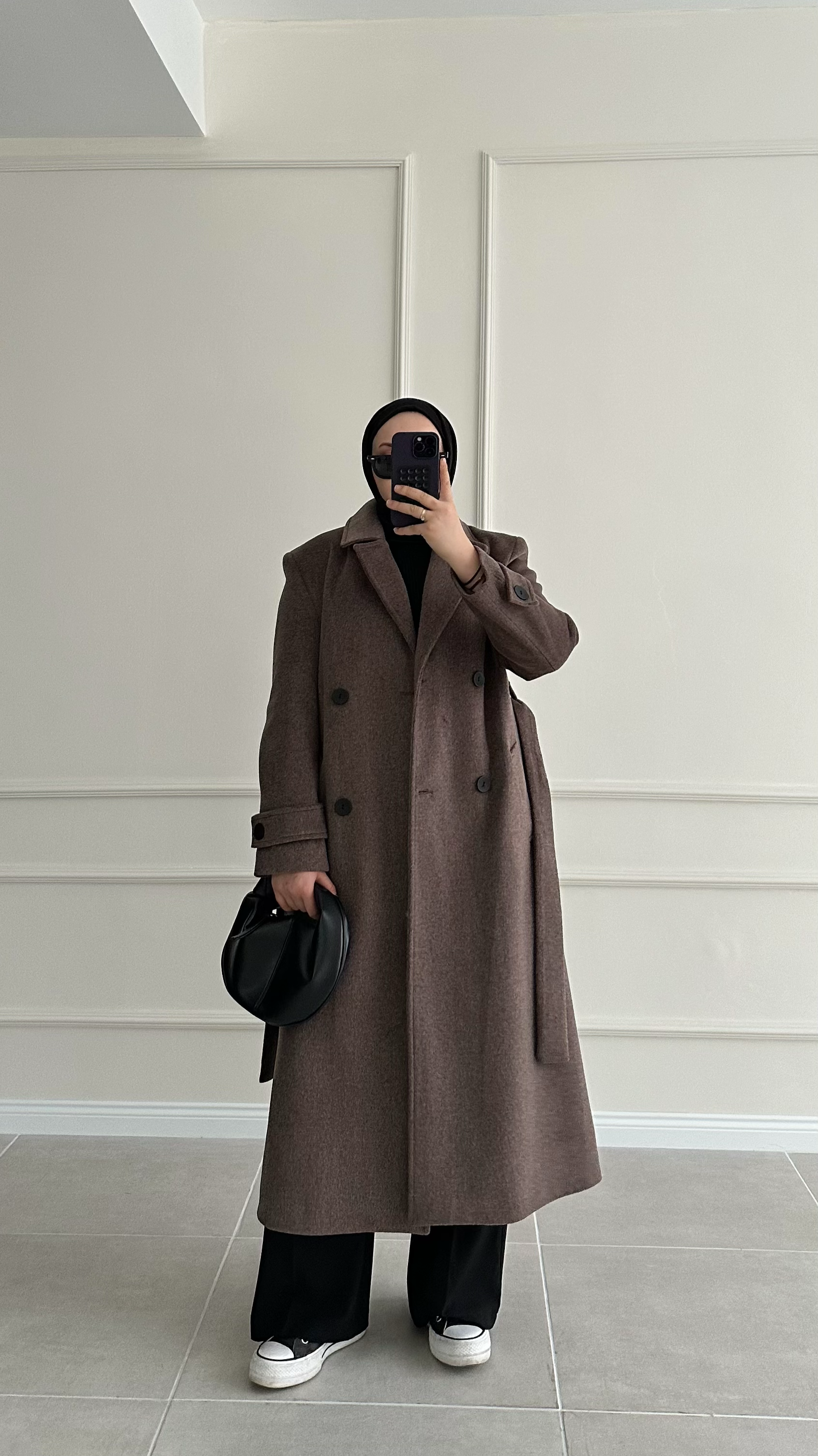 Elena Premıum Astarlı Düğme Detaylı Kahverengi Kaban