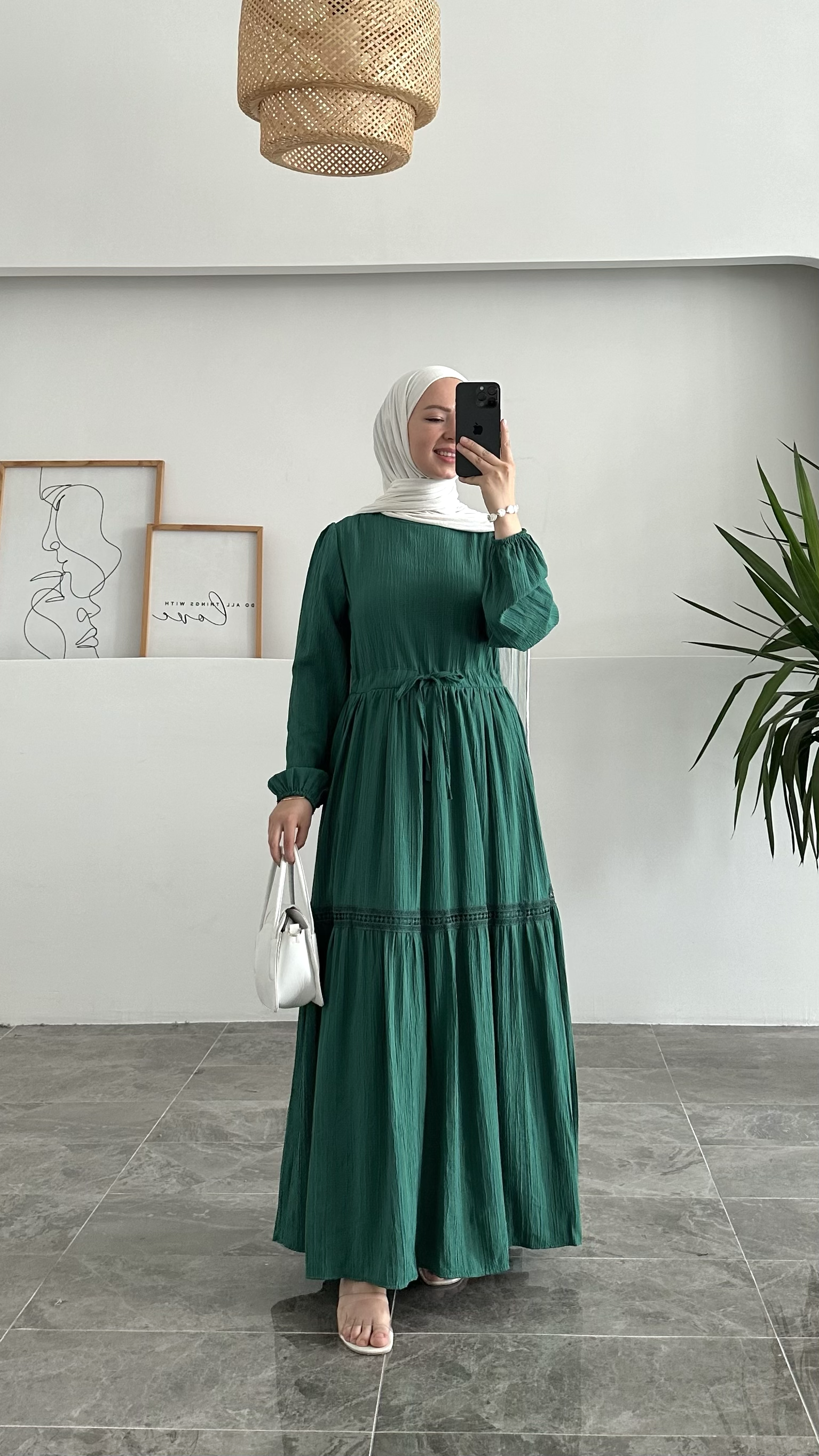 Elika Yeşil Müslin Elbise