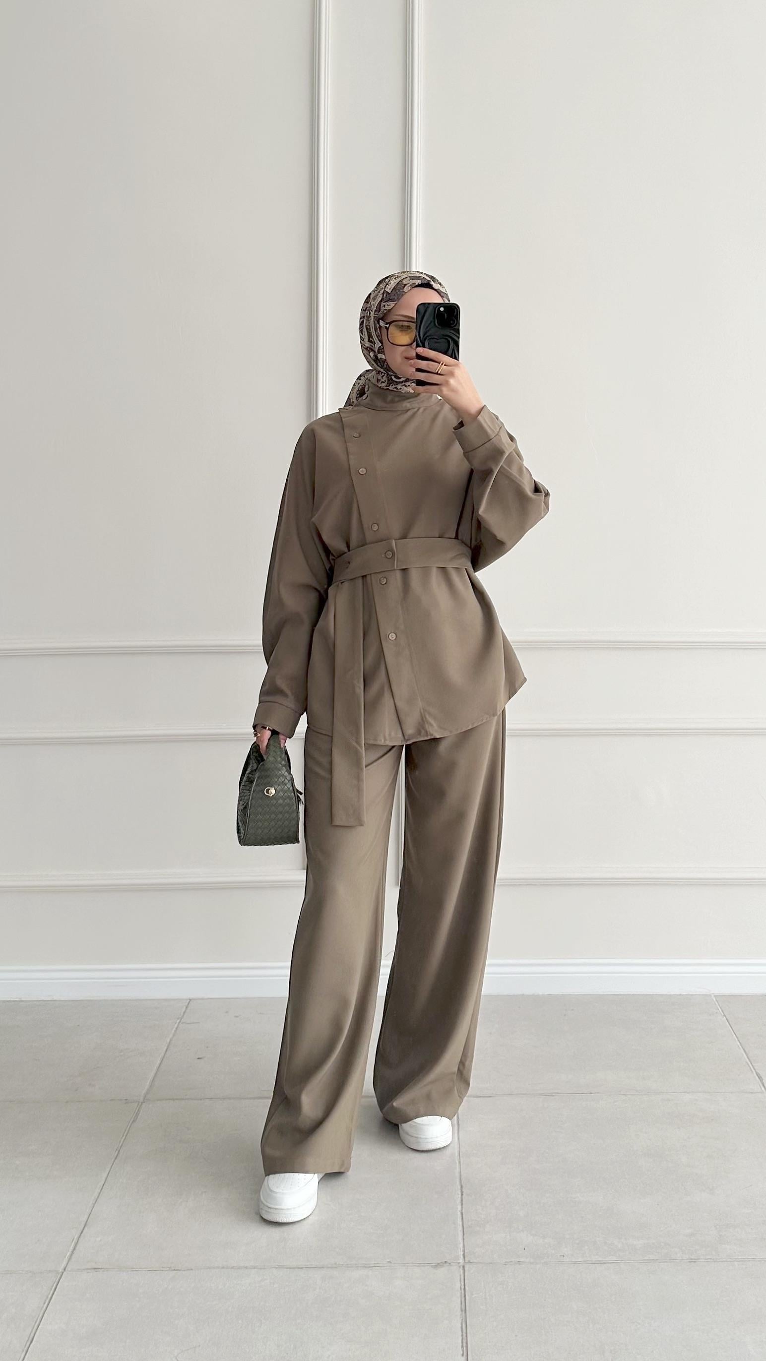 Eliza Düğmeli Tasarım Haki Takım