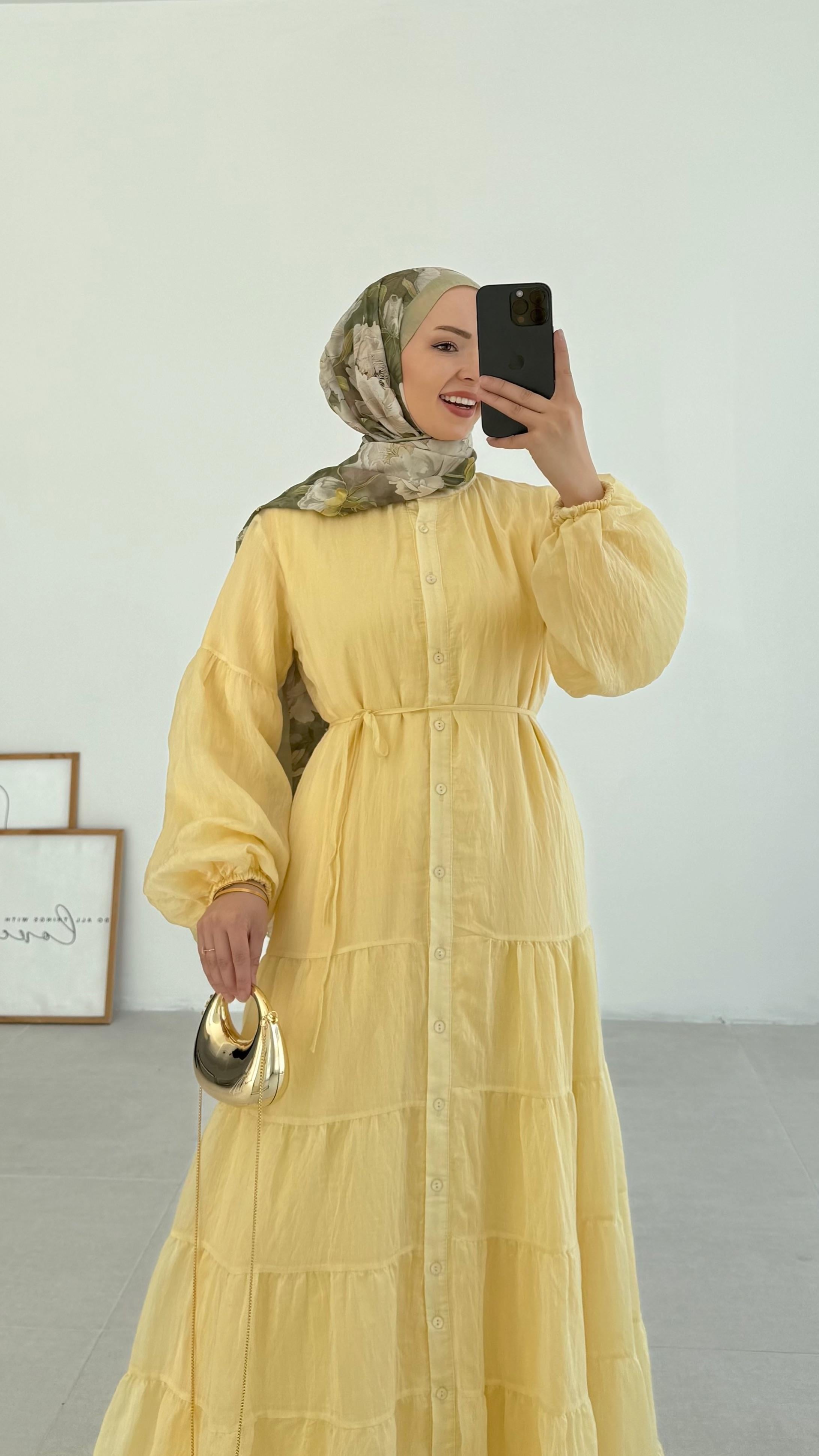 Elka Şifon Premıum Sarı Elbise