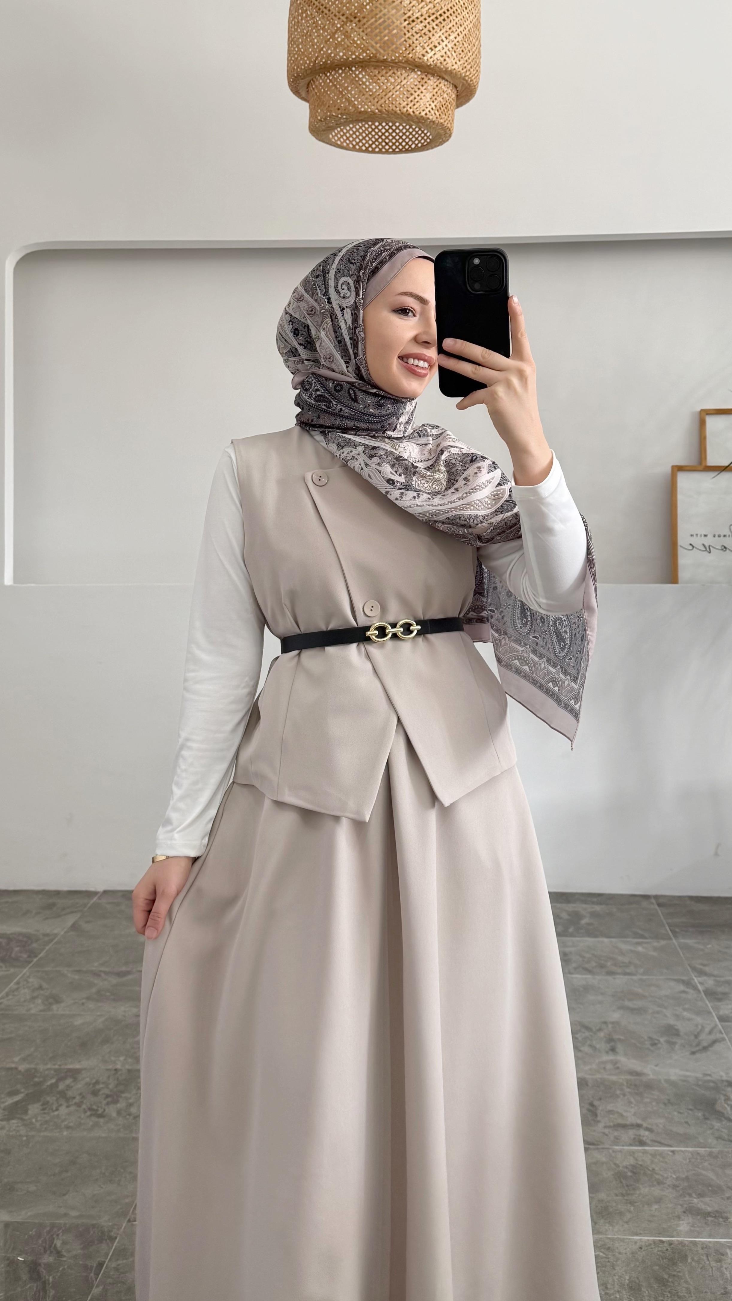 Fannis Premıum Yelekli Krem Takım