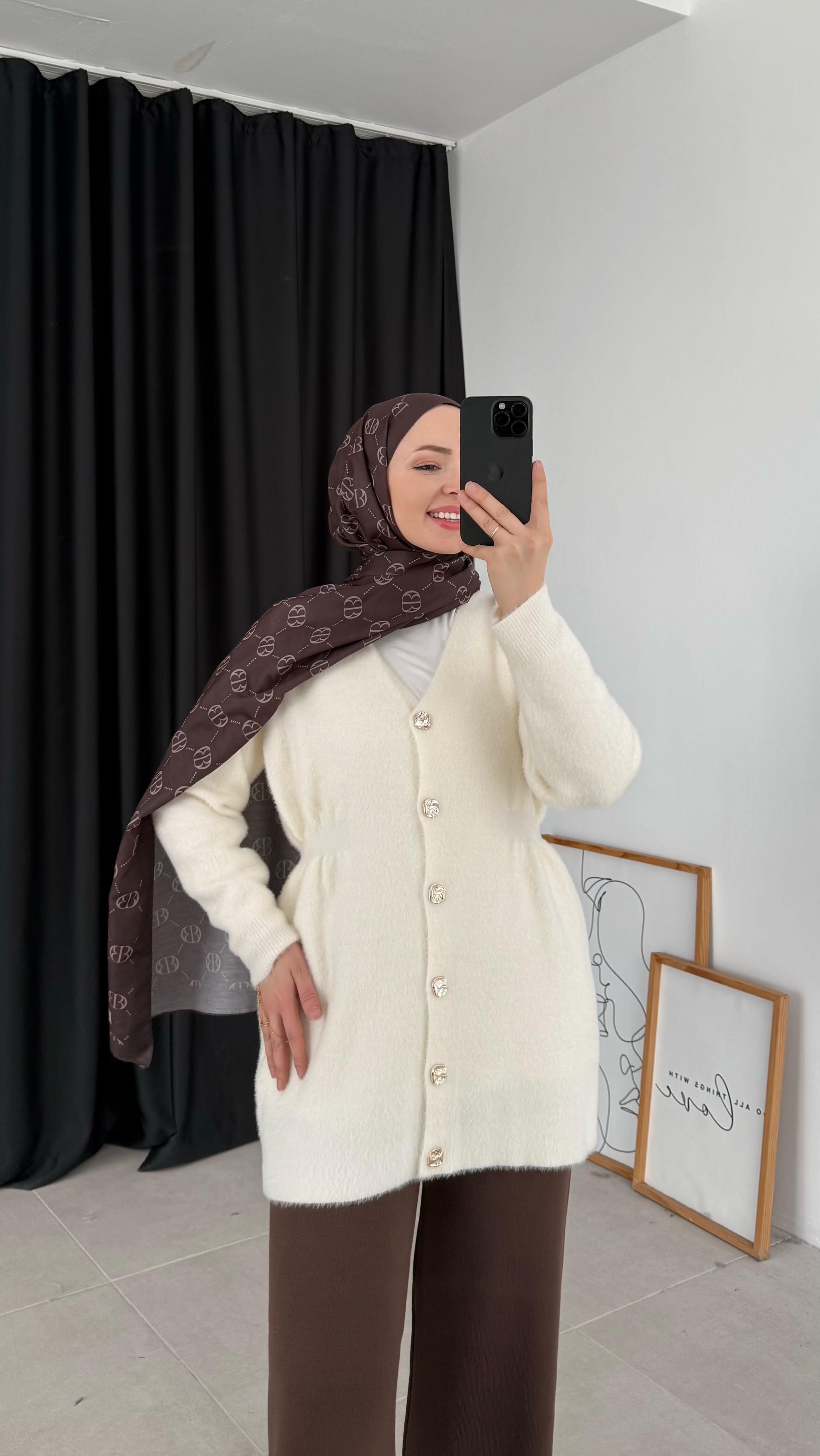 Fantastico Premıum Angora Krem Hırka 