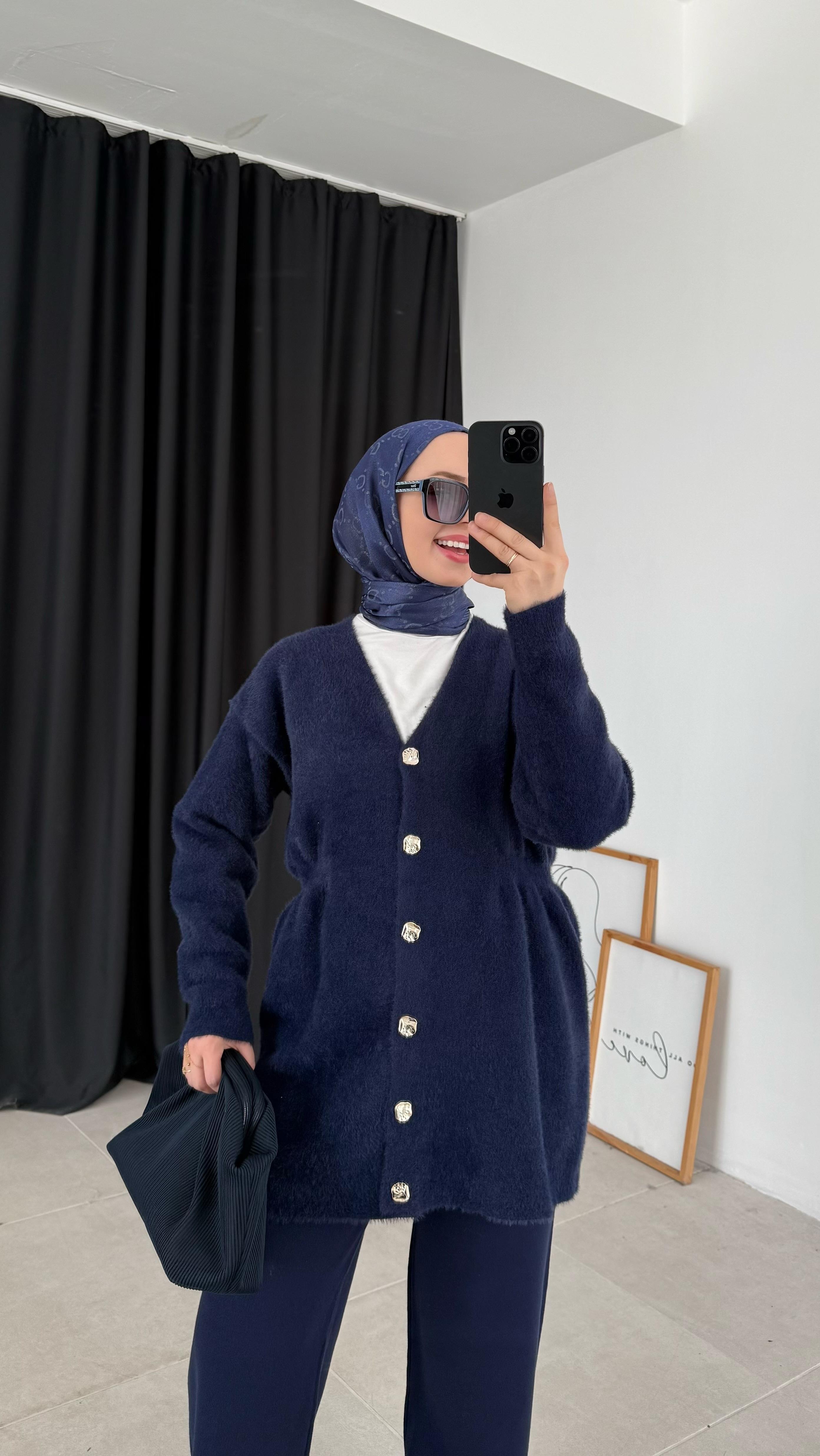 Fantastico Premıum Angora Lacivert Hırka 