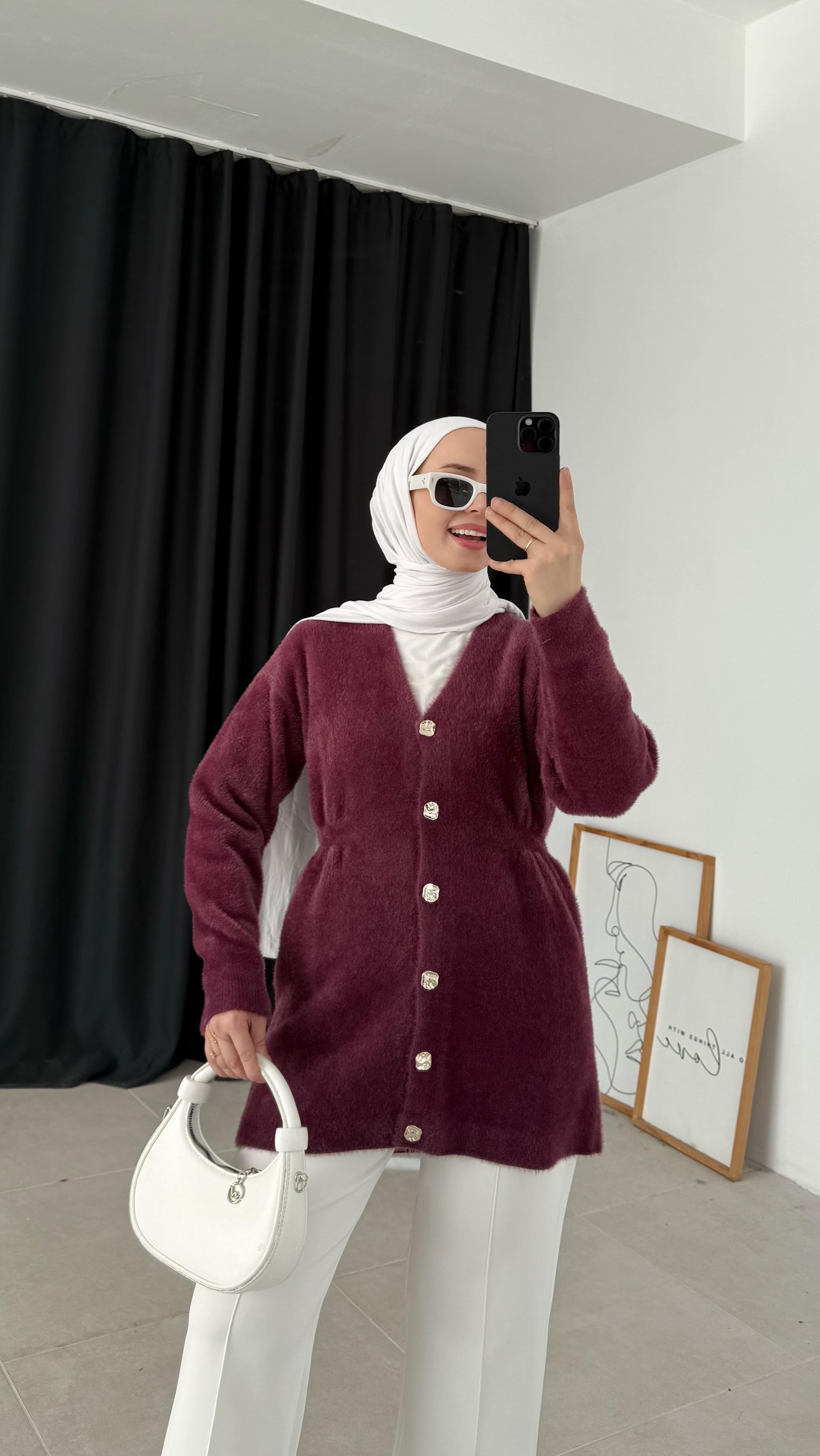 Fantastico Premıum Angora Mürdüm Hırka 