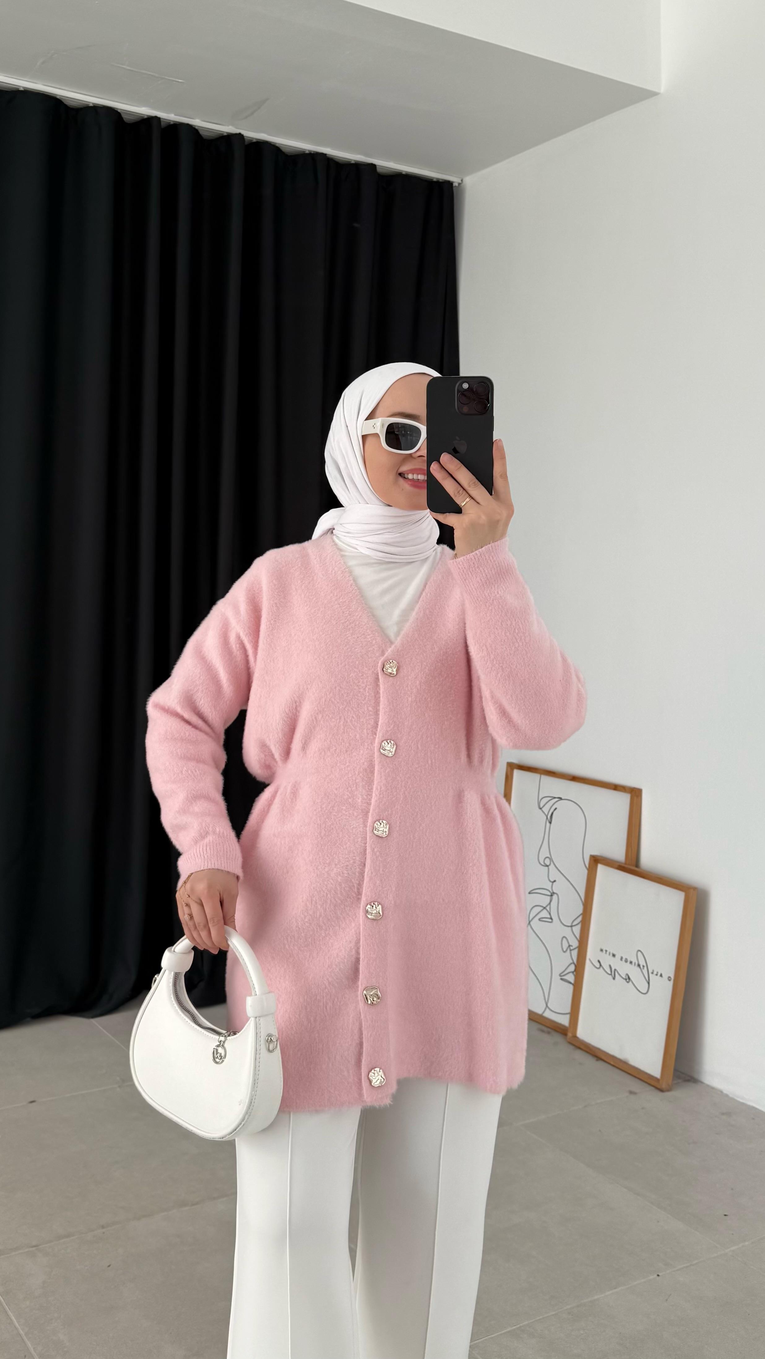Fantastico Premıum Angora Pembe Hırka 