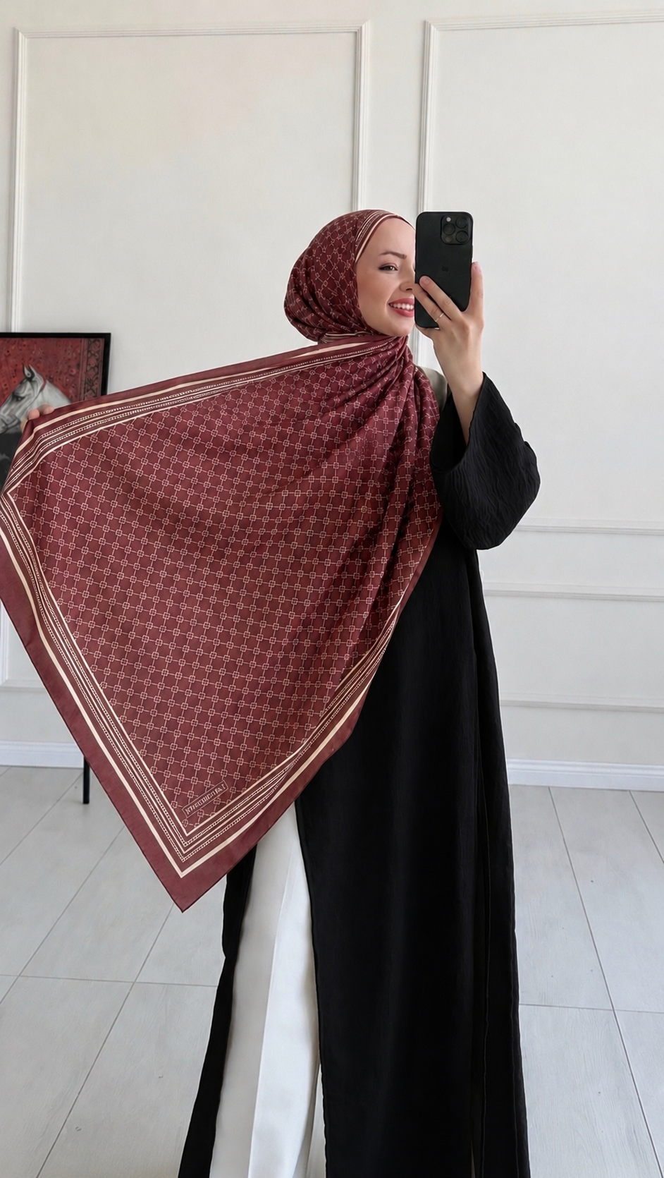 Fenes Desenli Kırmızı Şal 
