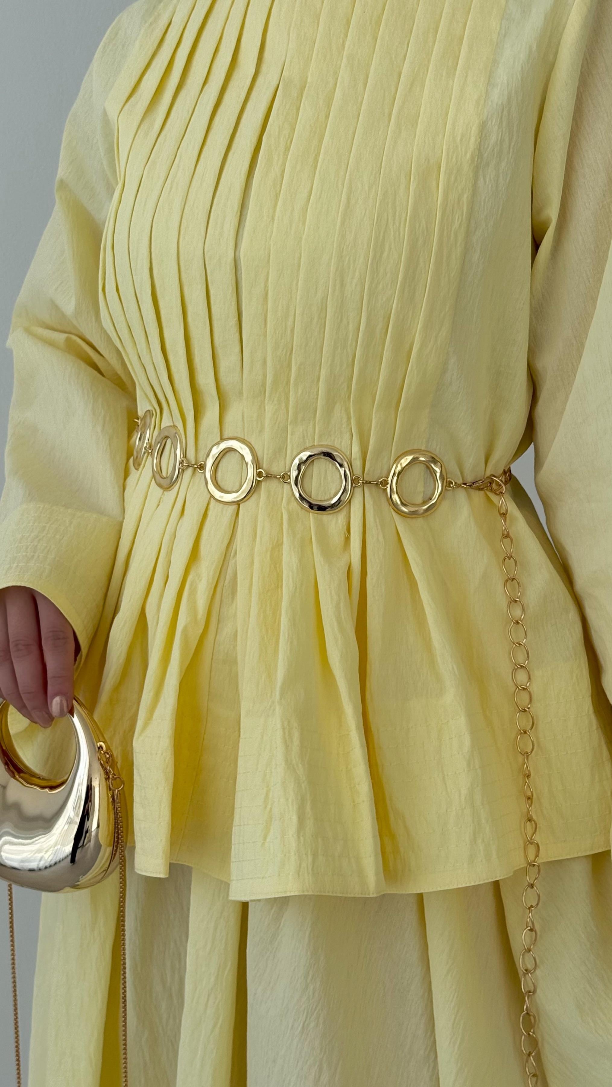 Fiori Gold Oval Detaylı Kadın Bel Zinciri