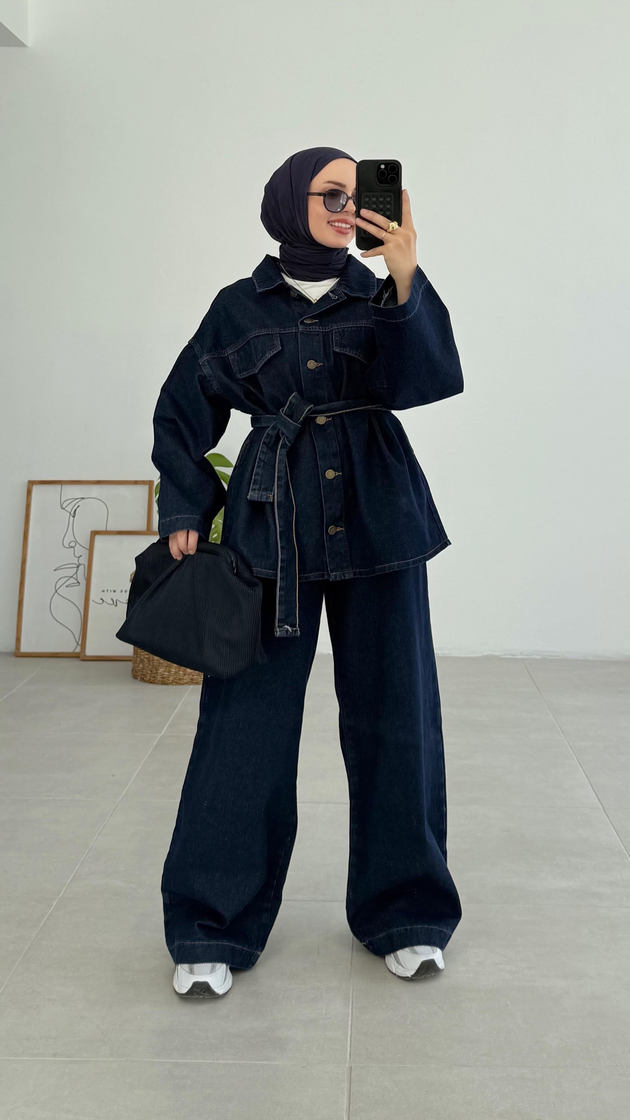 Flow Palazzo Denim Ceket Takım