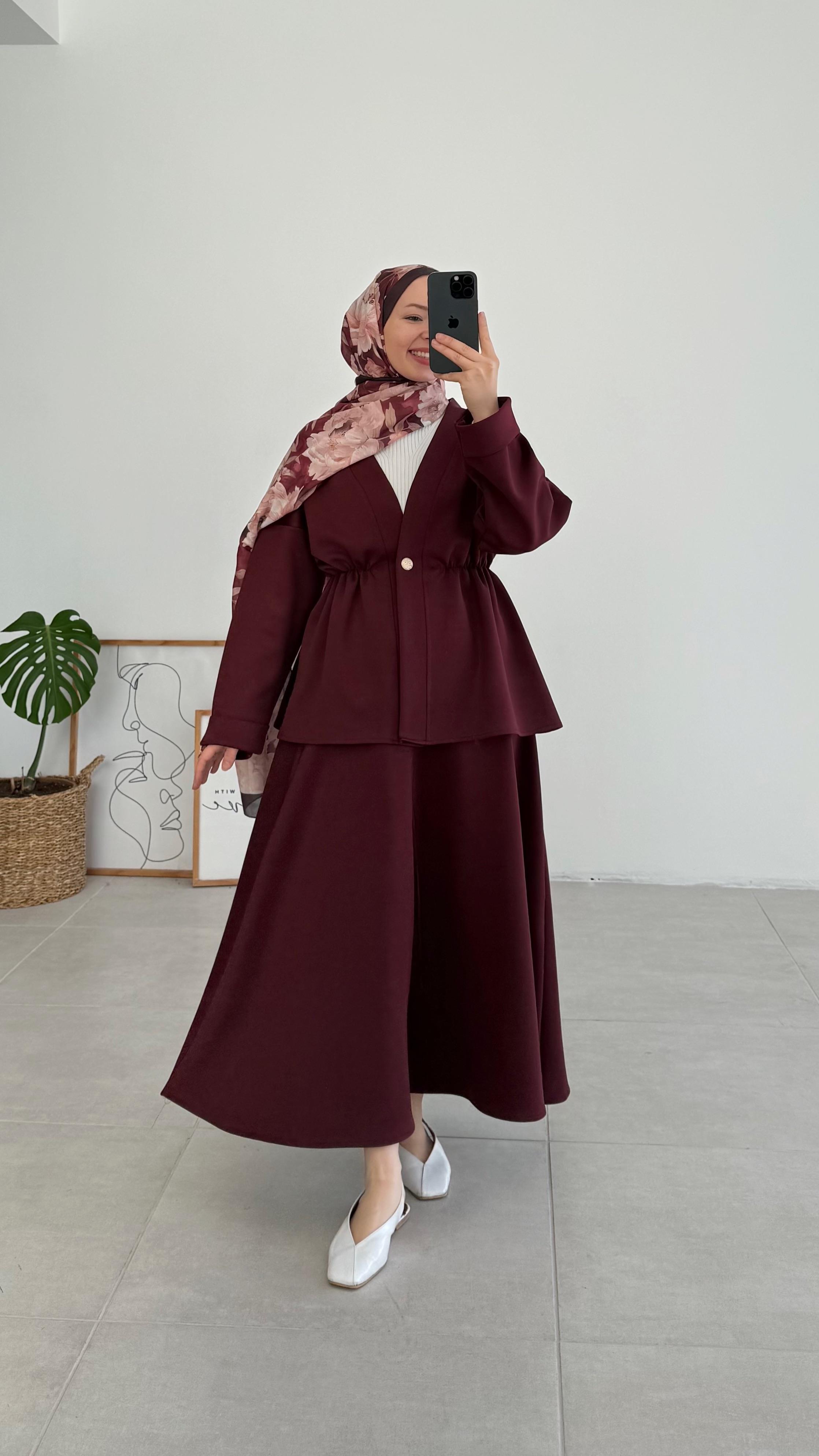 Fresi Tek Düğme Bordo Scuba Takım