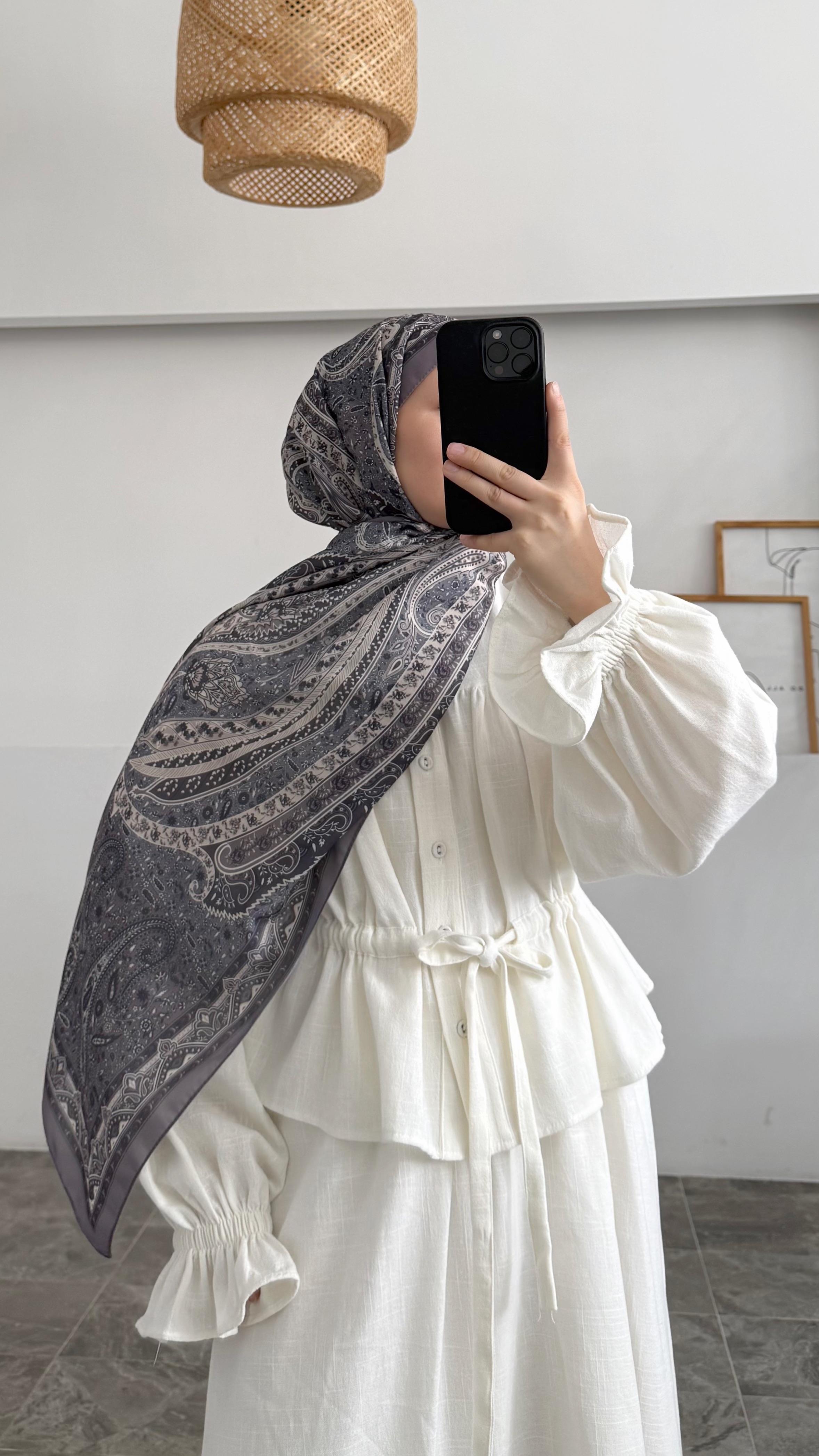 Freya Etnik Desen Antrasit Şal