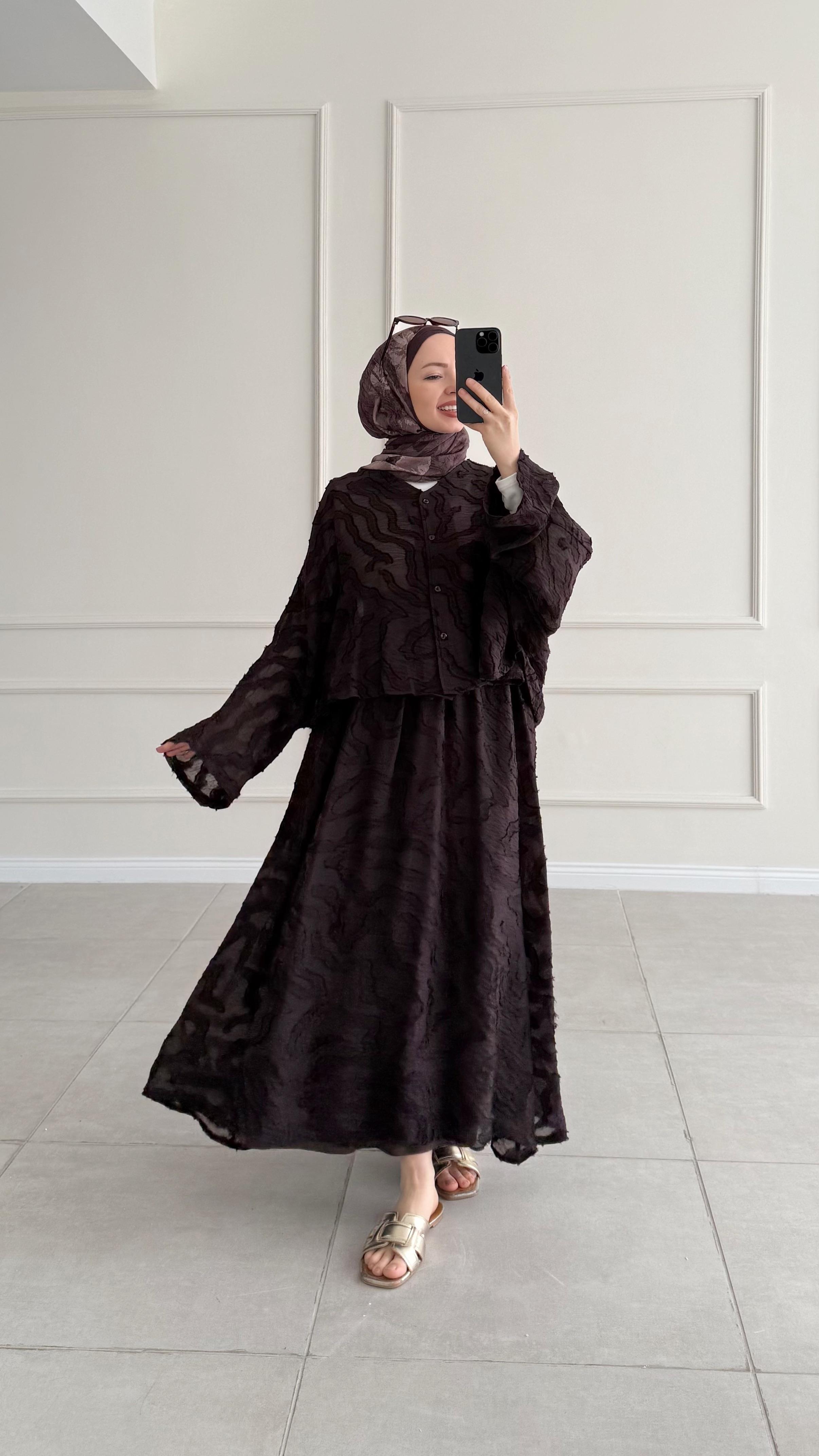 Gabrin Premıum Model Desenli Kahverengi Takım