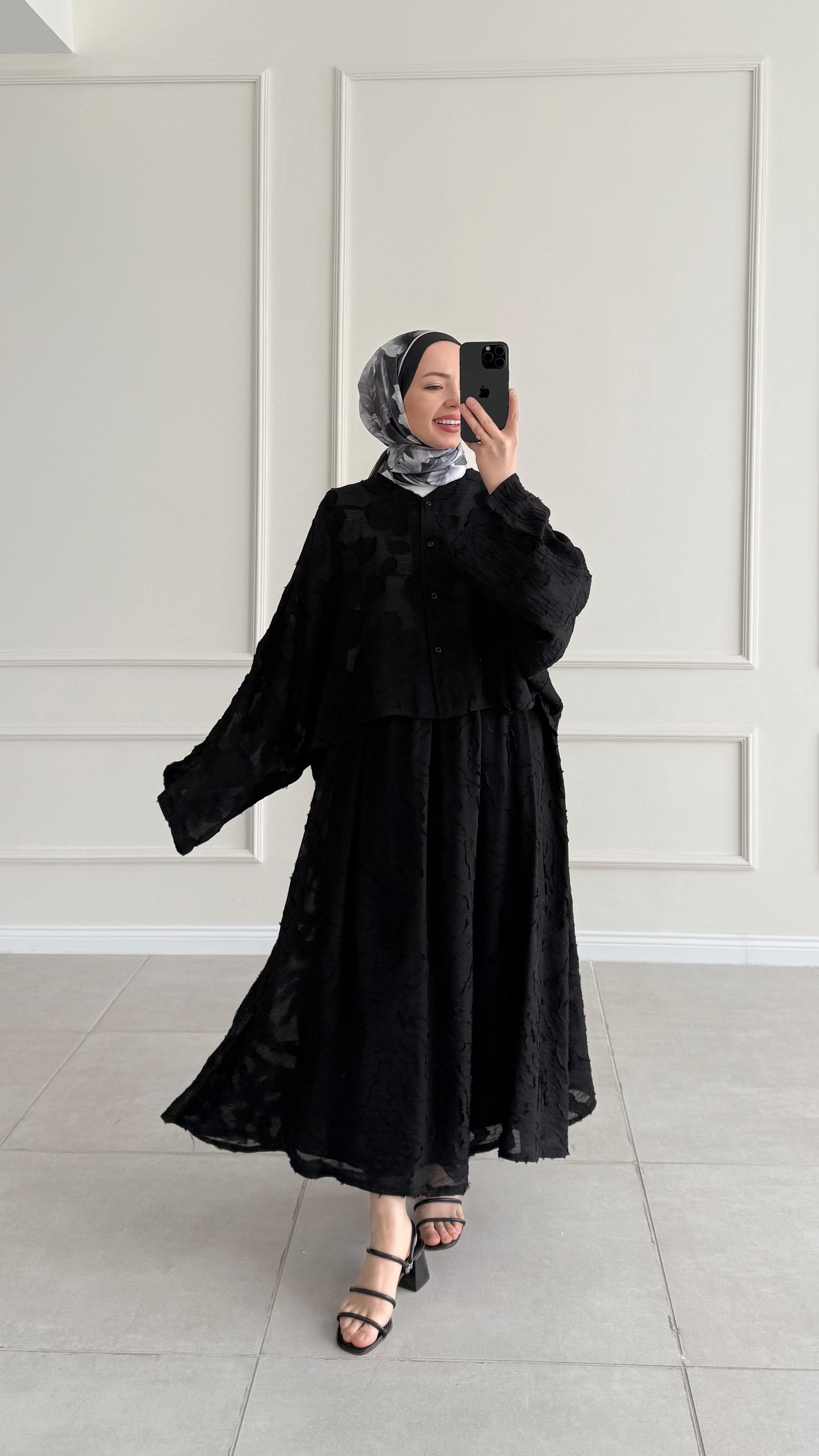 Gabrin Premıum Model Desenli Siyah Takım