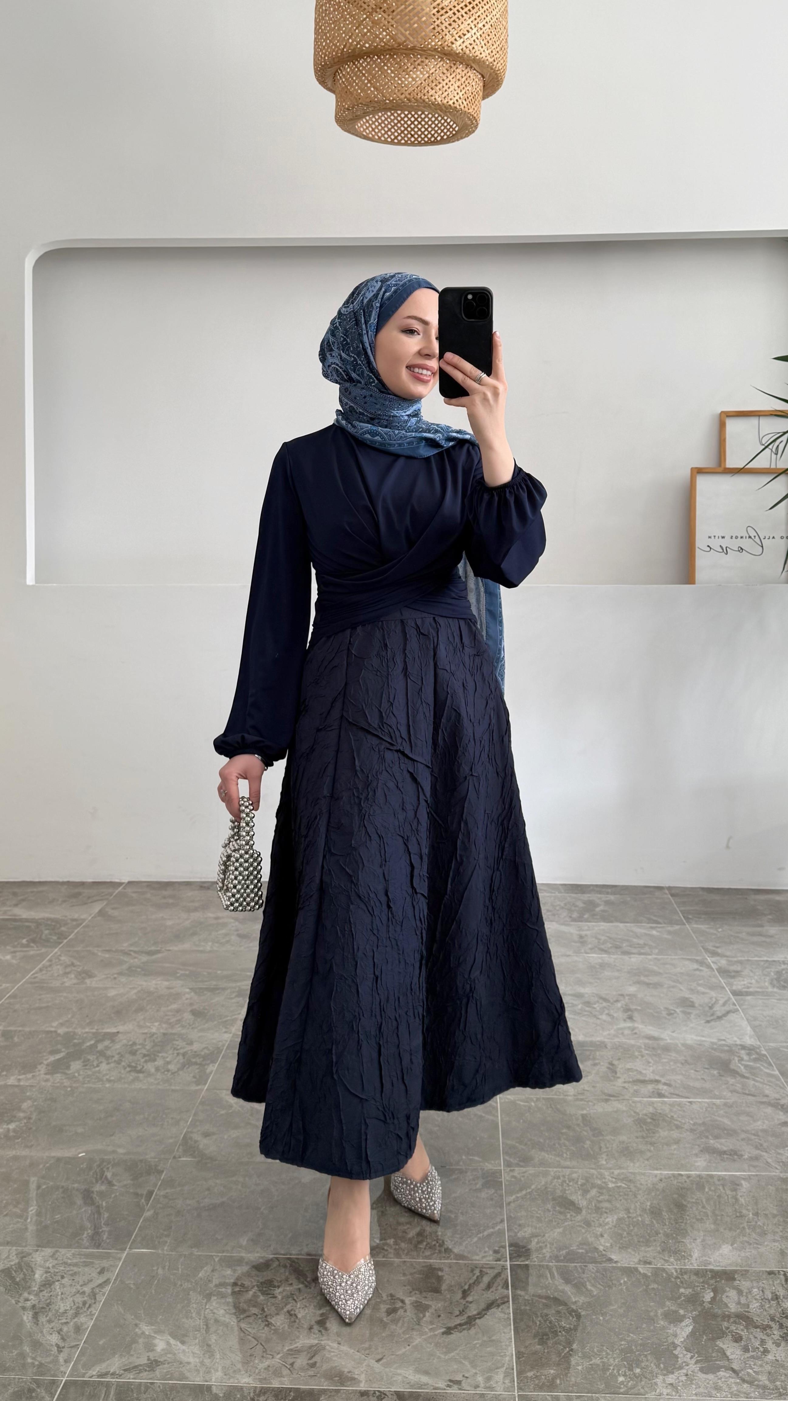 Ganna Kraş A Form Lacivert Premıum Etek