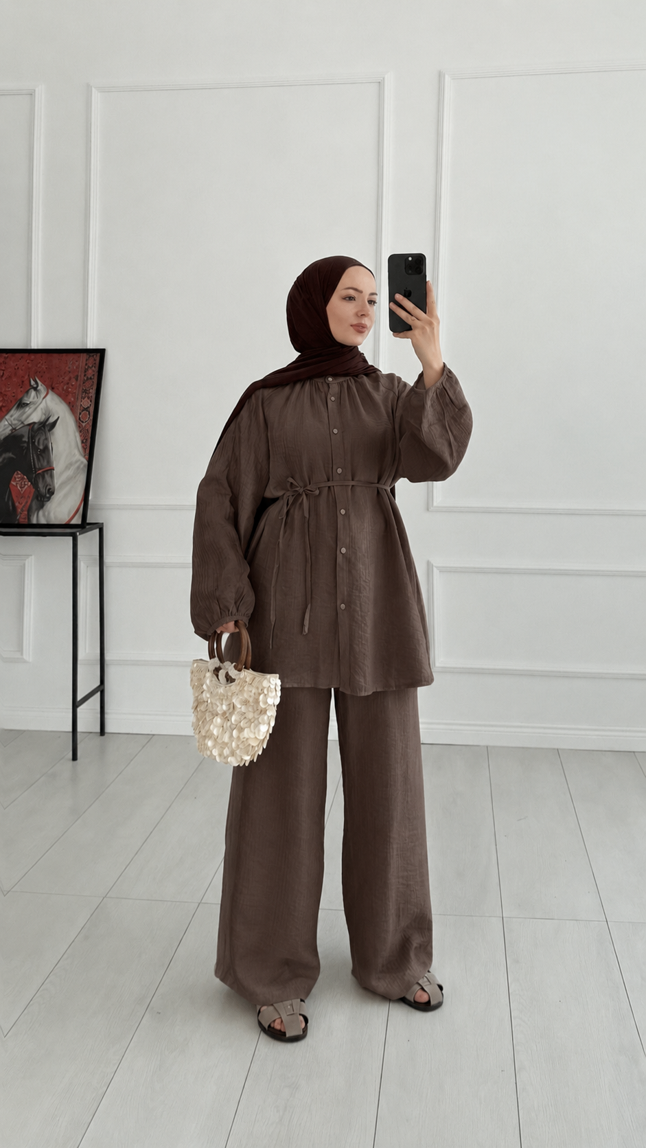 Gemma Düğmeli Oversize Kahverengi Takım