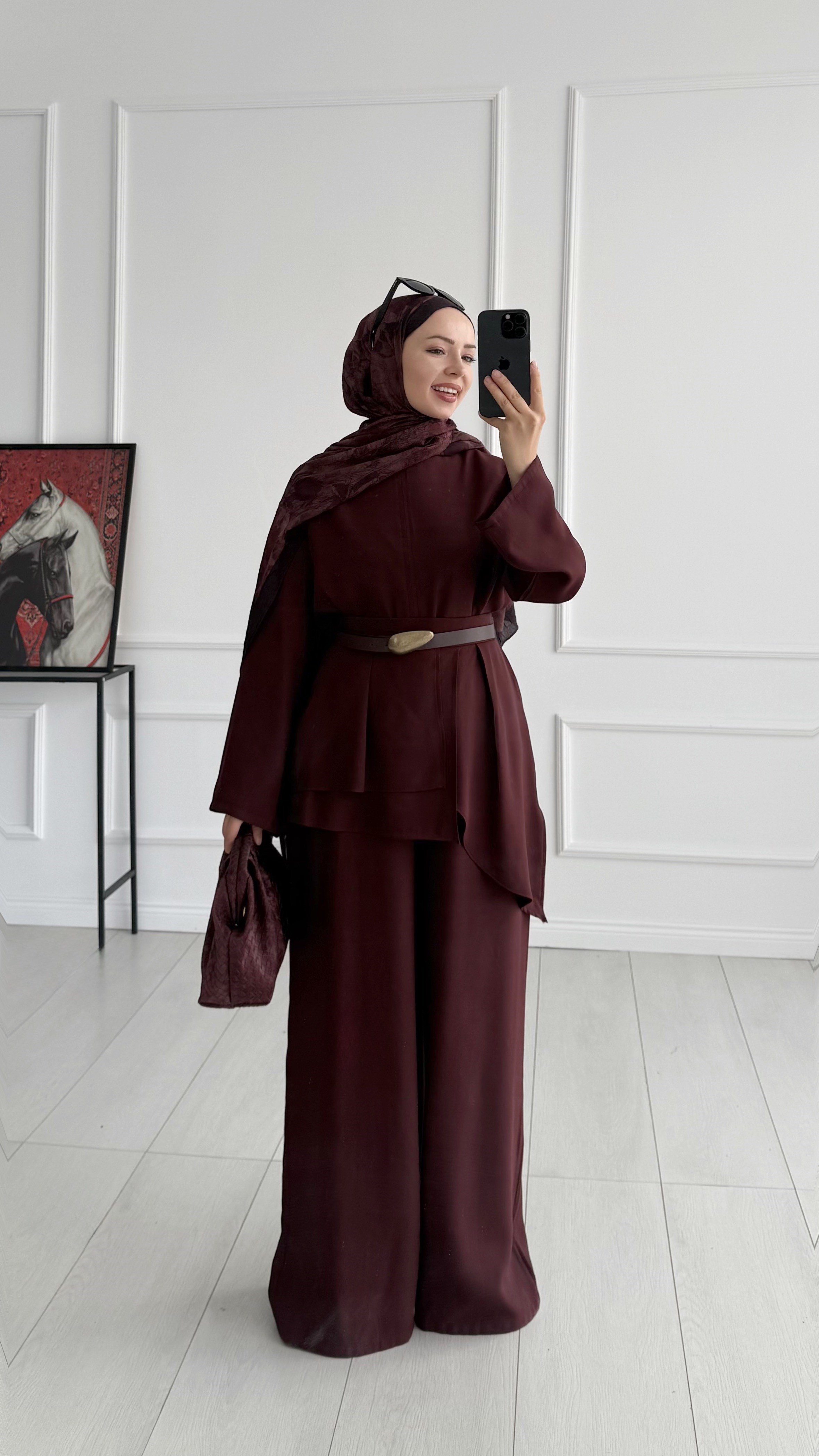 Geva Premıum Mürdüm Kemerli Pantolon Takım 