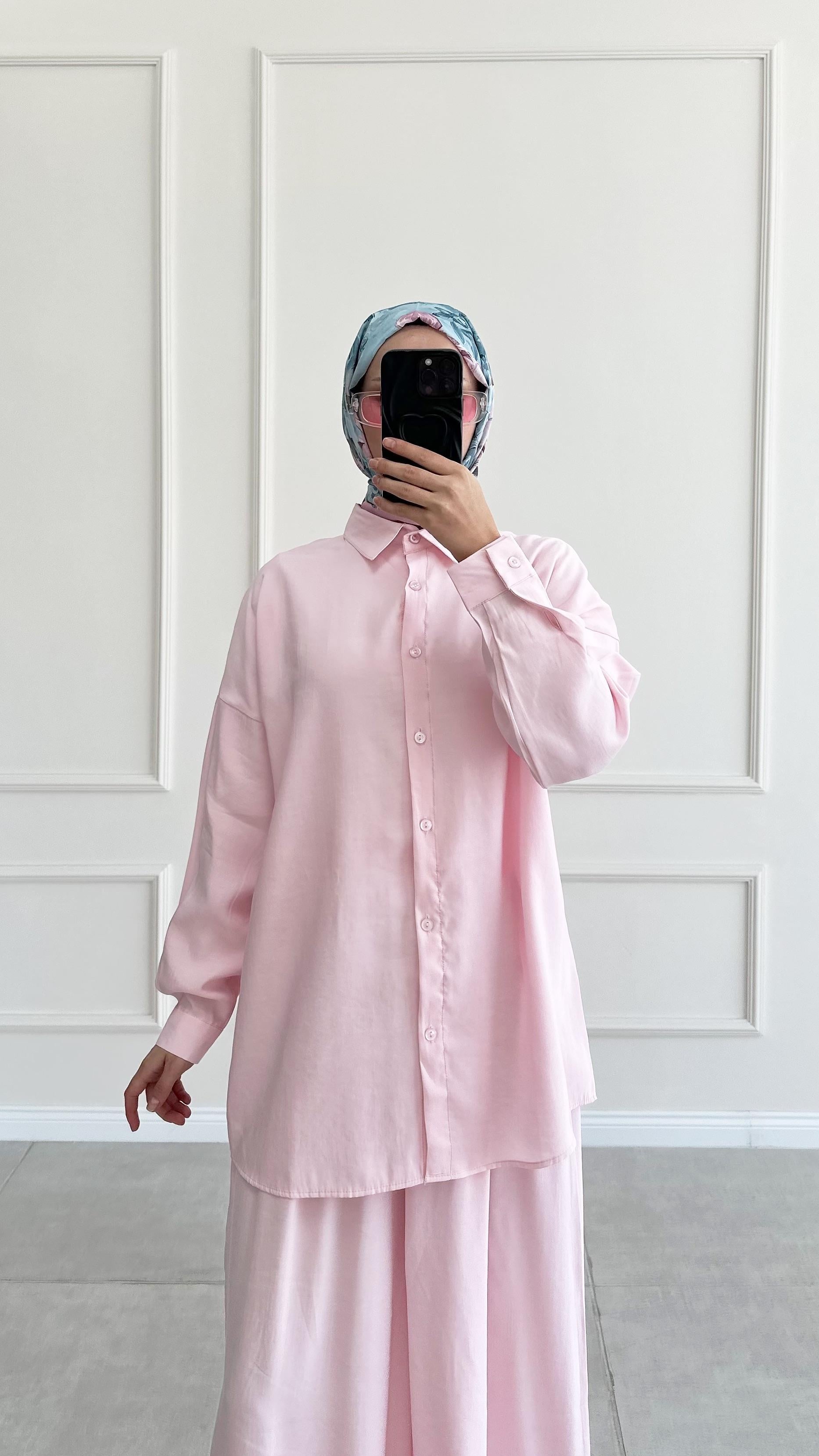 Hanka Oversize Pembe Gömlek