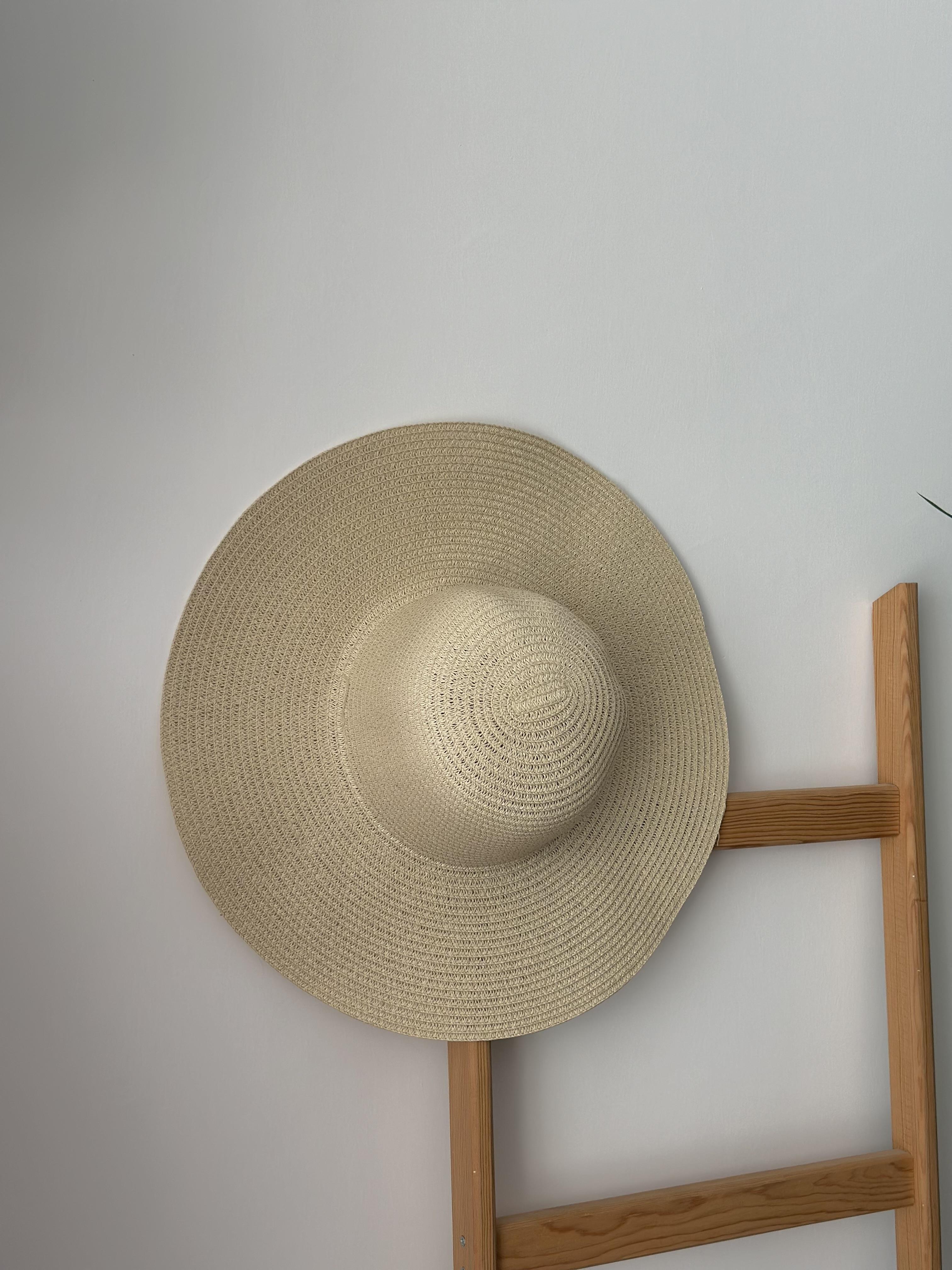 Hasır Krem Plaj Şapkası