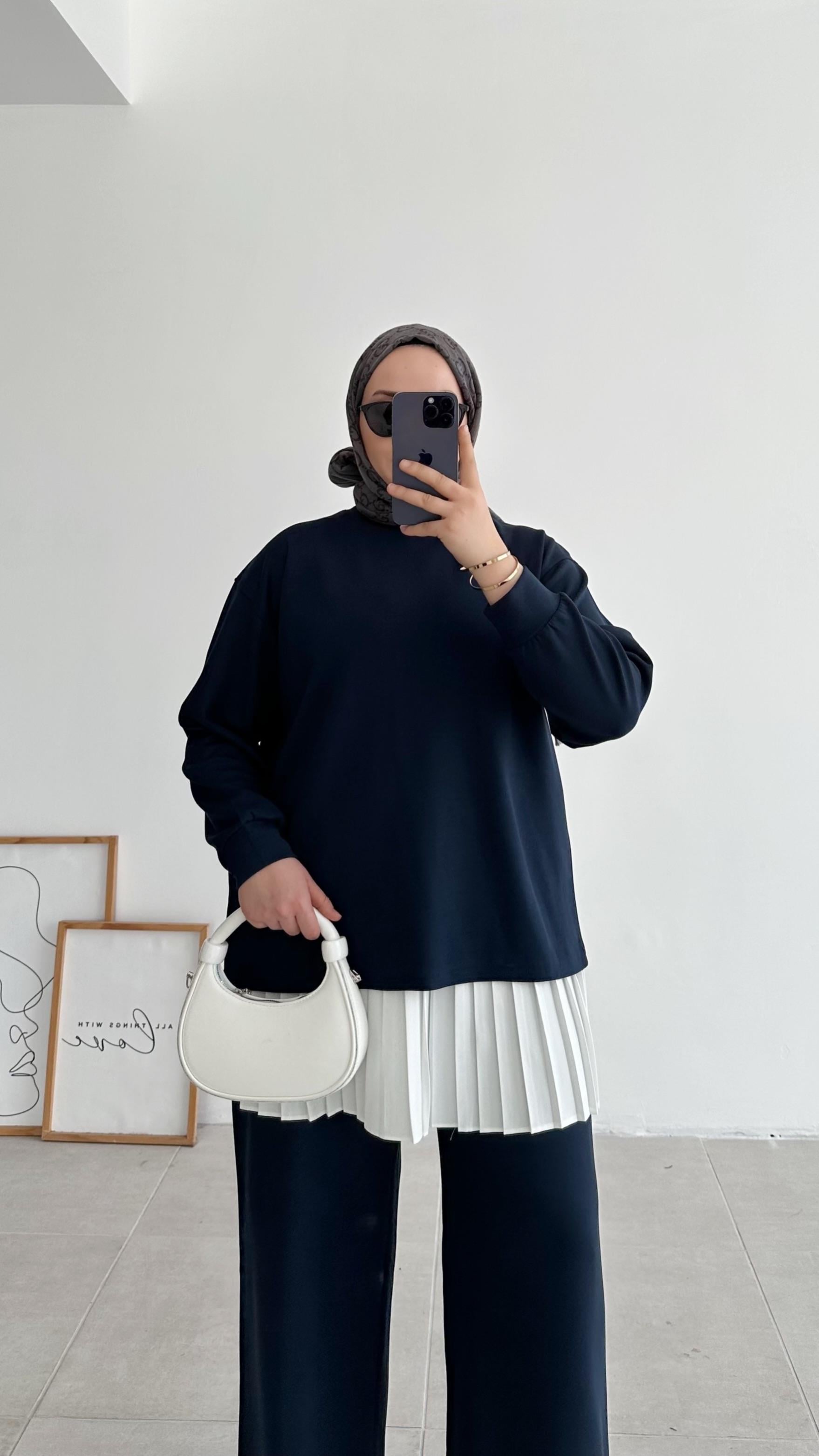 Haya Fermuar Detaylı Lacivert Eşofman Takım