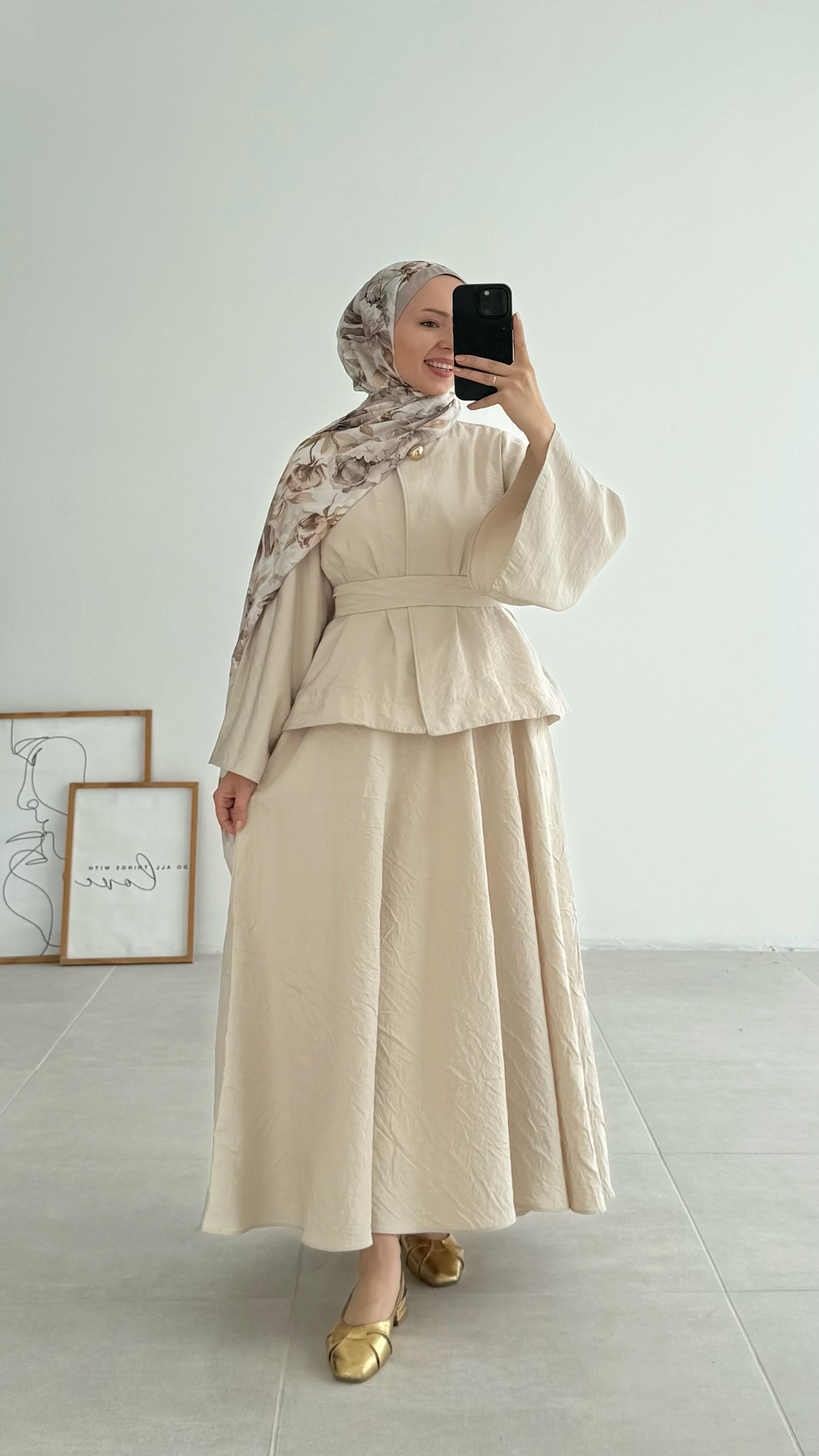 Holly Kreş Premıum Bej Etek Takım