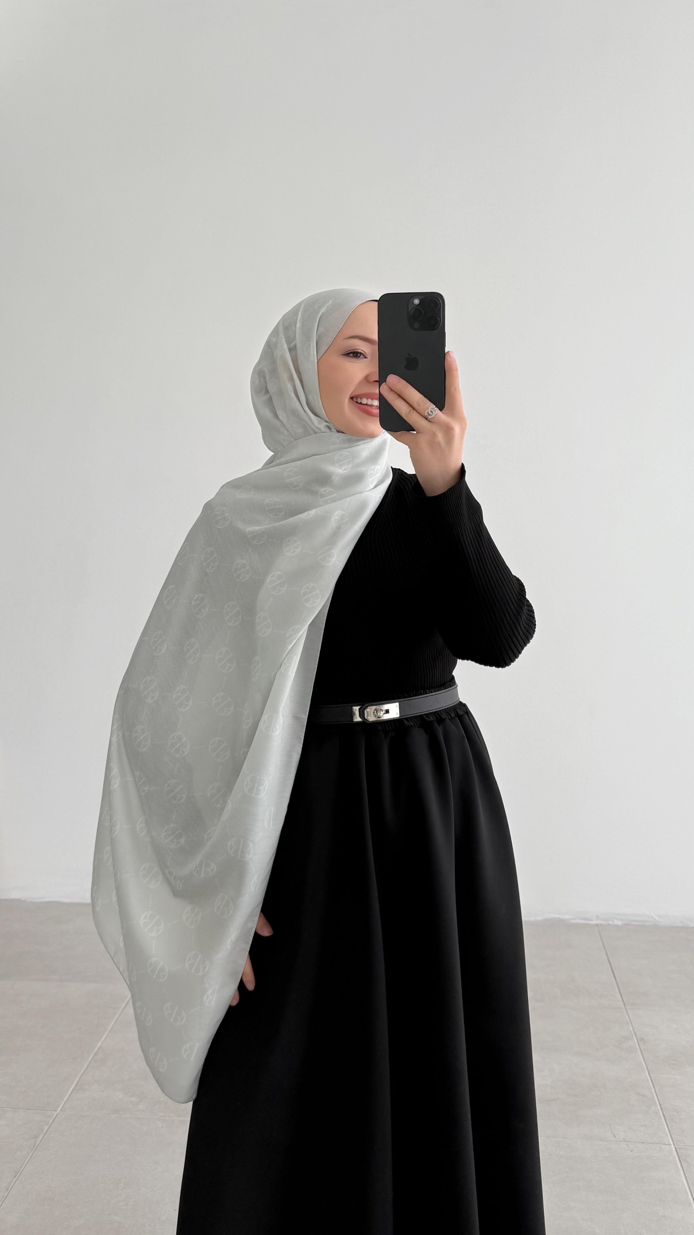 İncira Monogram Floş Ekru Şal 