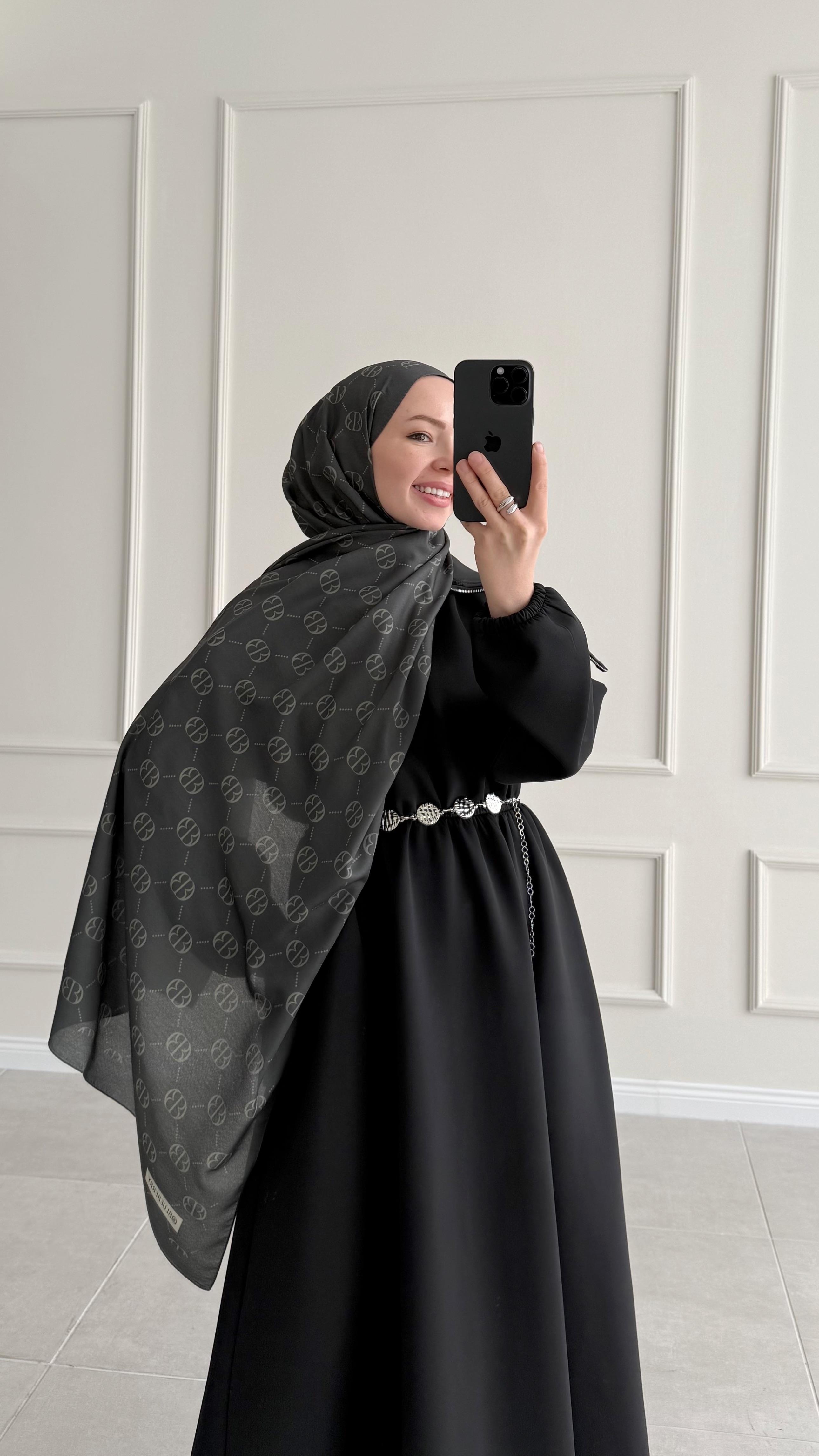 İncira Monogram Floş Haki Şal 