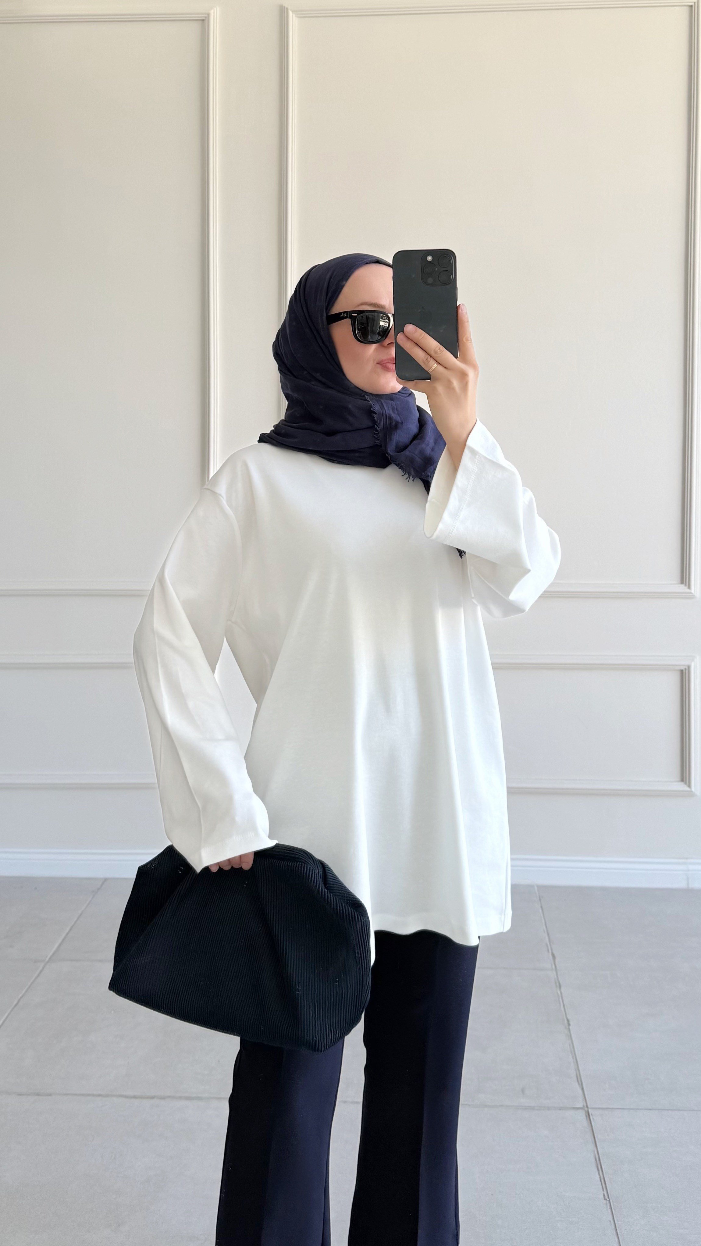 Jade Oversize Basic Ekru Tunik