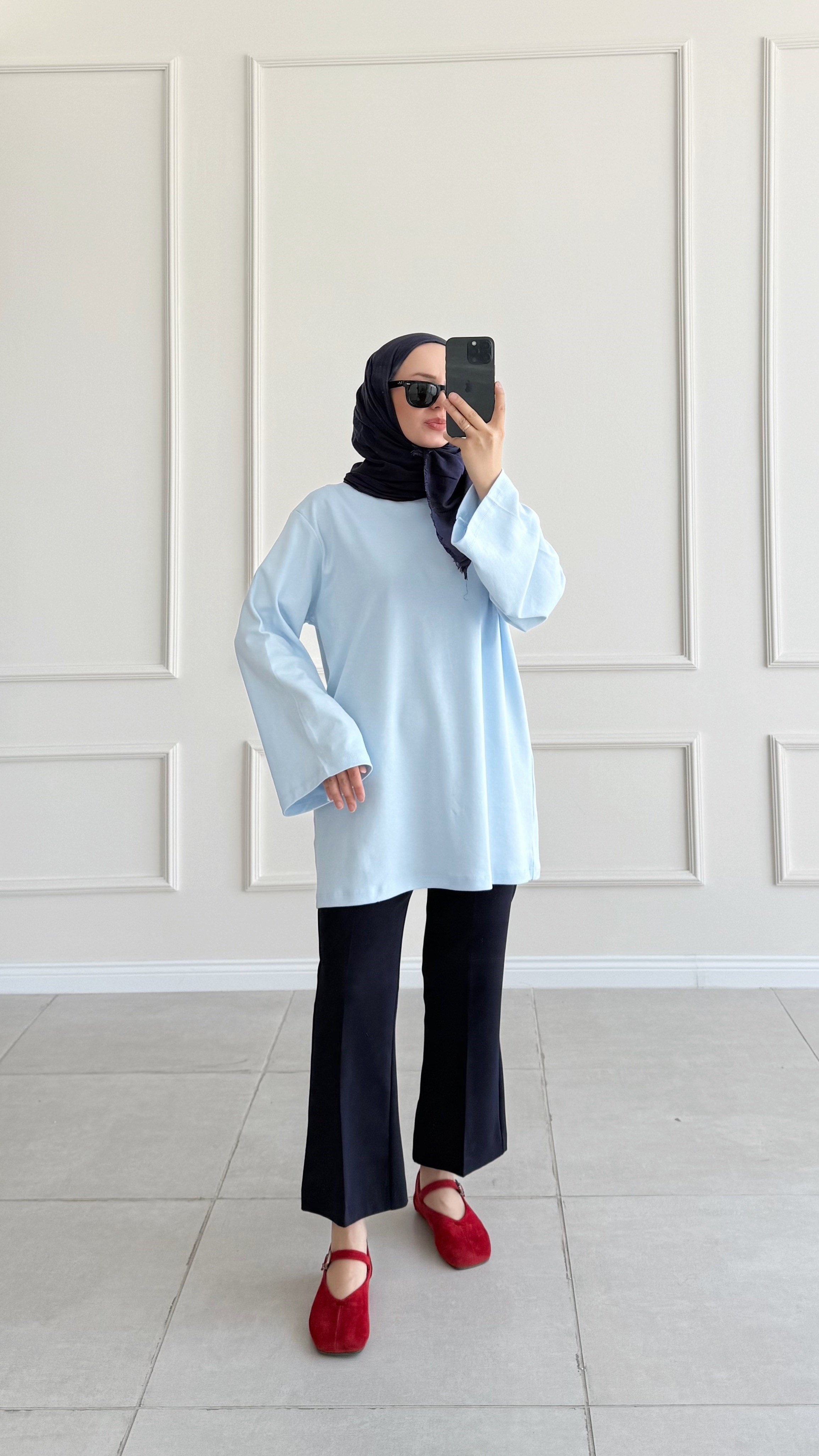 Jade Oversize Basic Mavi Tunik