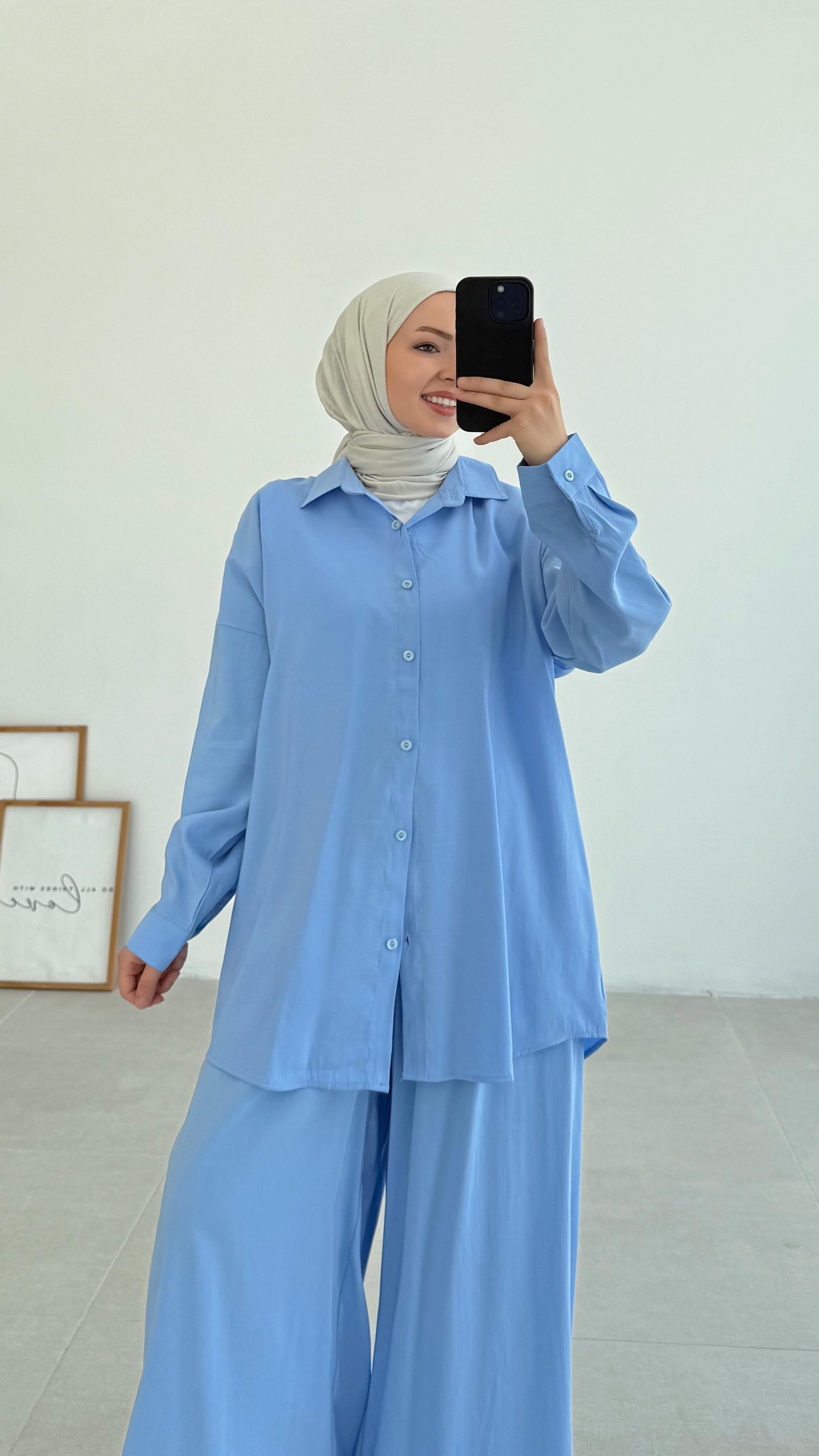 Kaline Rahat Gömlekli Mavi Takım