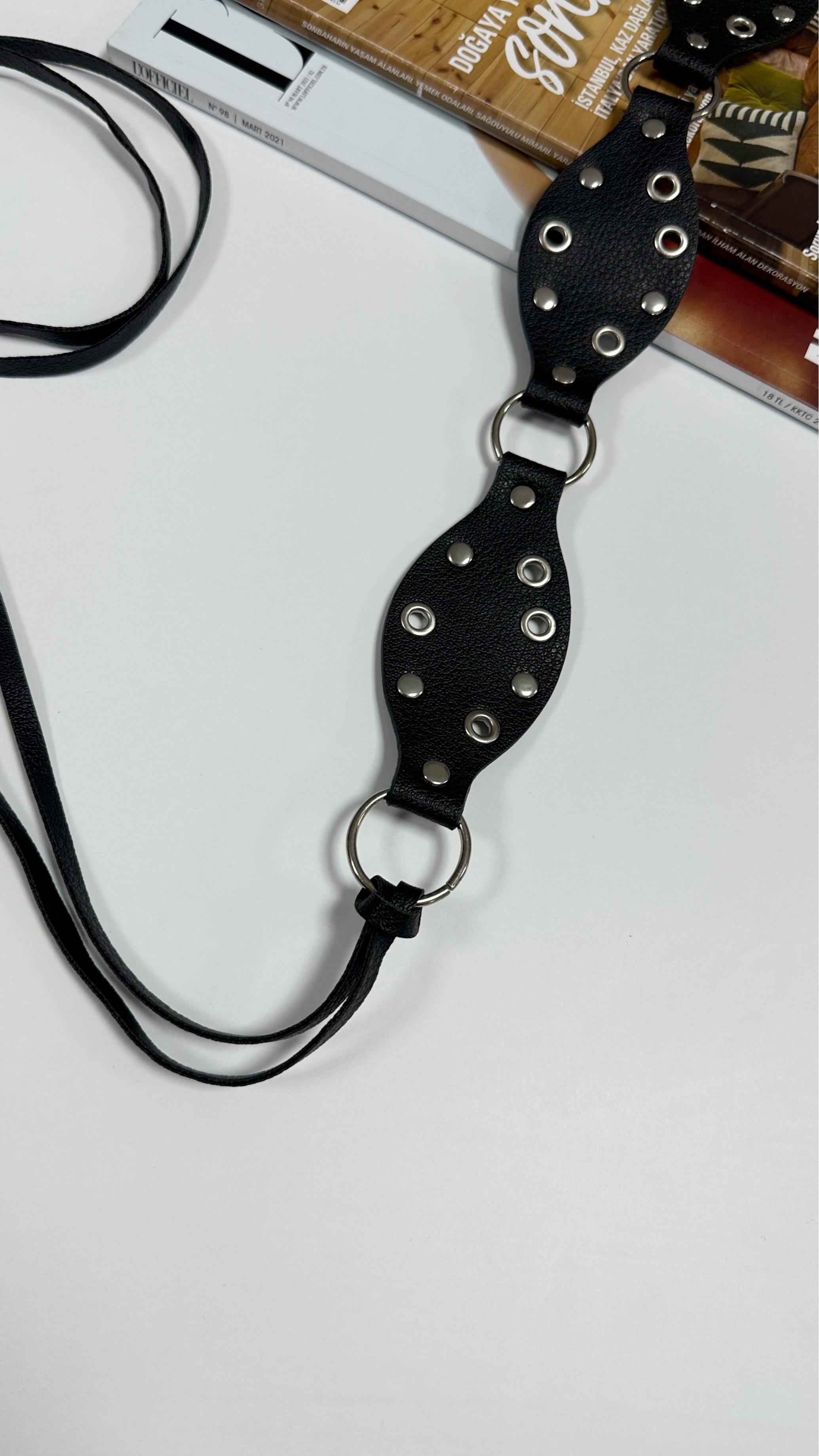 Kovboy İpli Siyah Kadın Kemeri