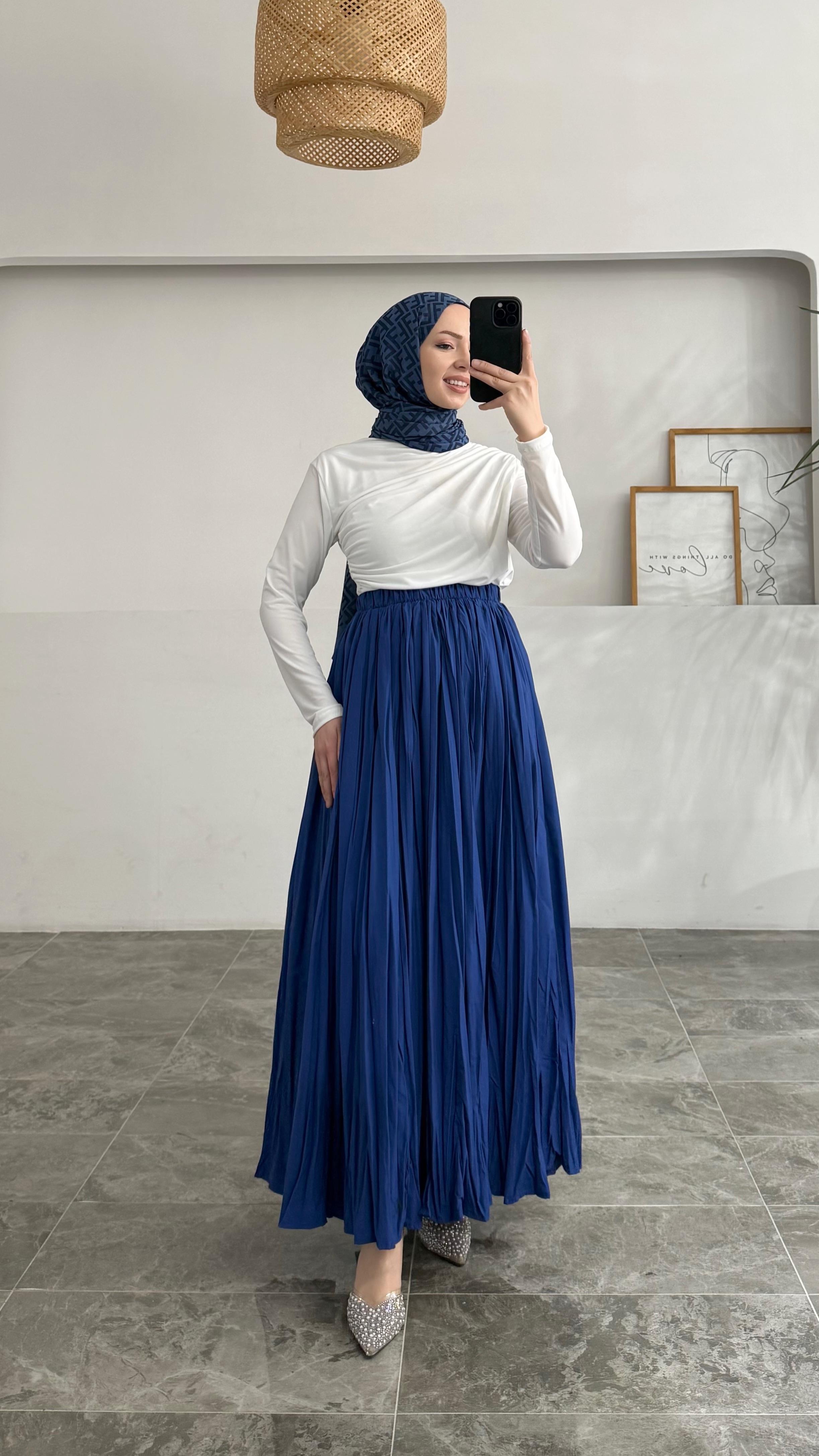 Kraş Premıum Saks Mavi Etek