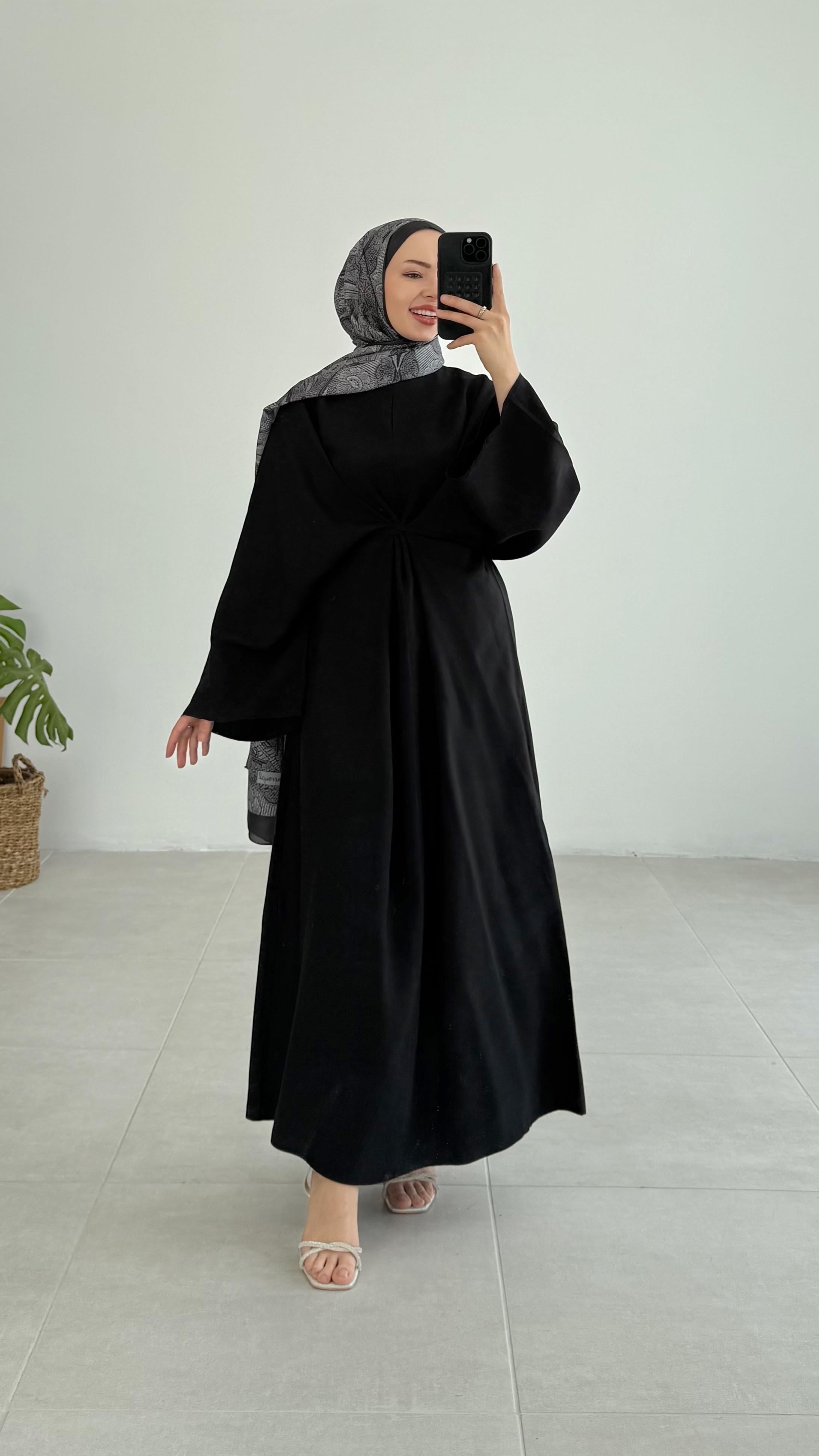 Lanor Tasarım Bağlamalı Premıum Siyah Elbise 