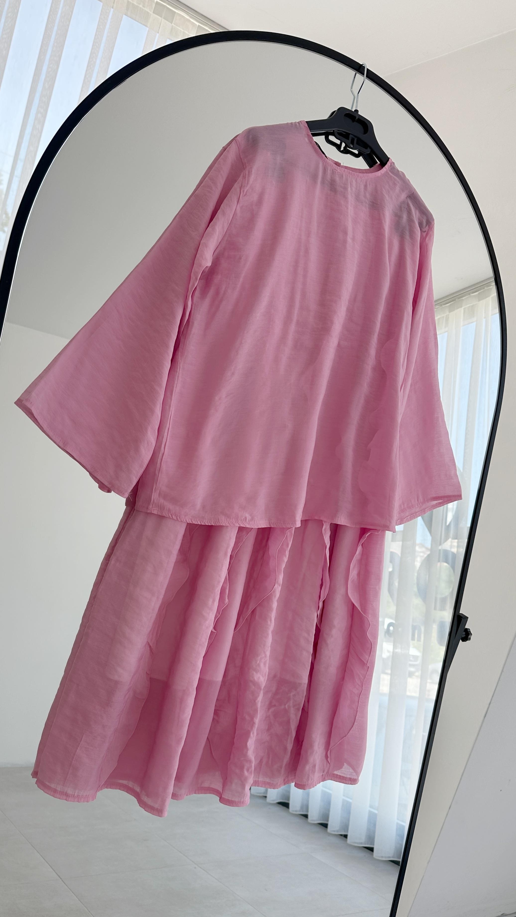 Lanse HM Model Şifon Pembe Etek Takım