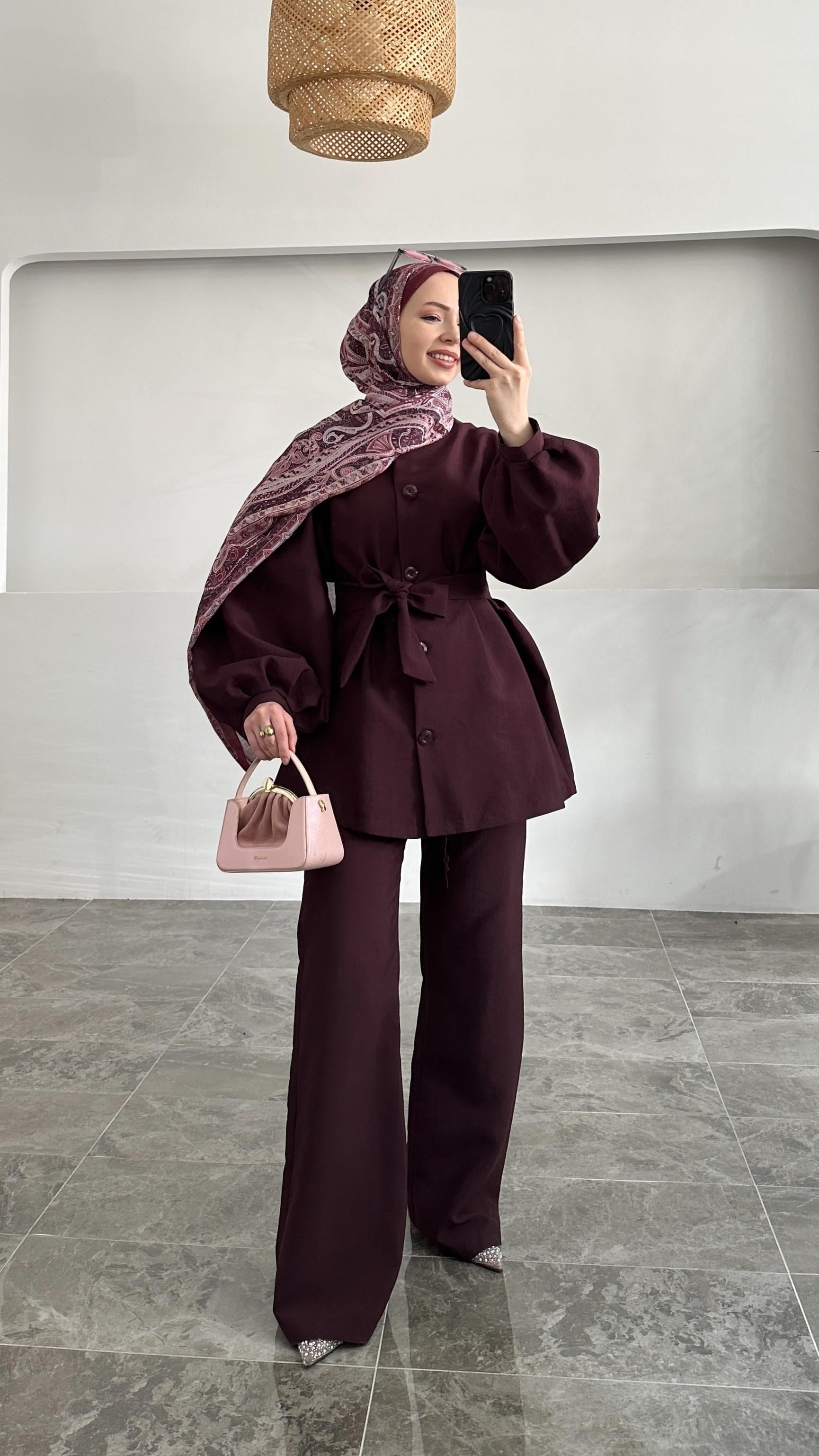 Lavend Mürdüm Gabardin Takım