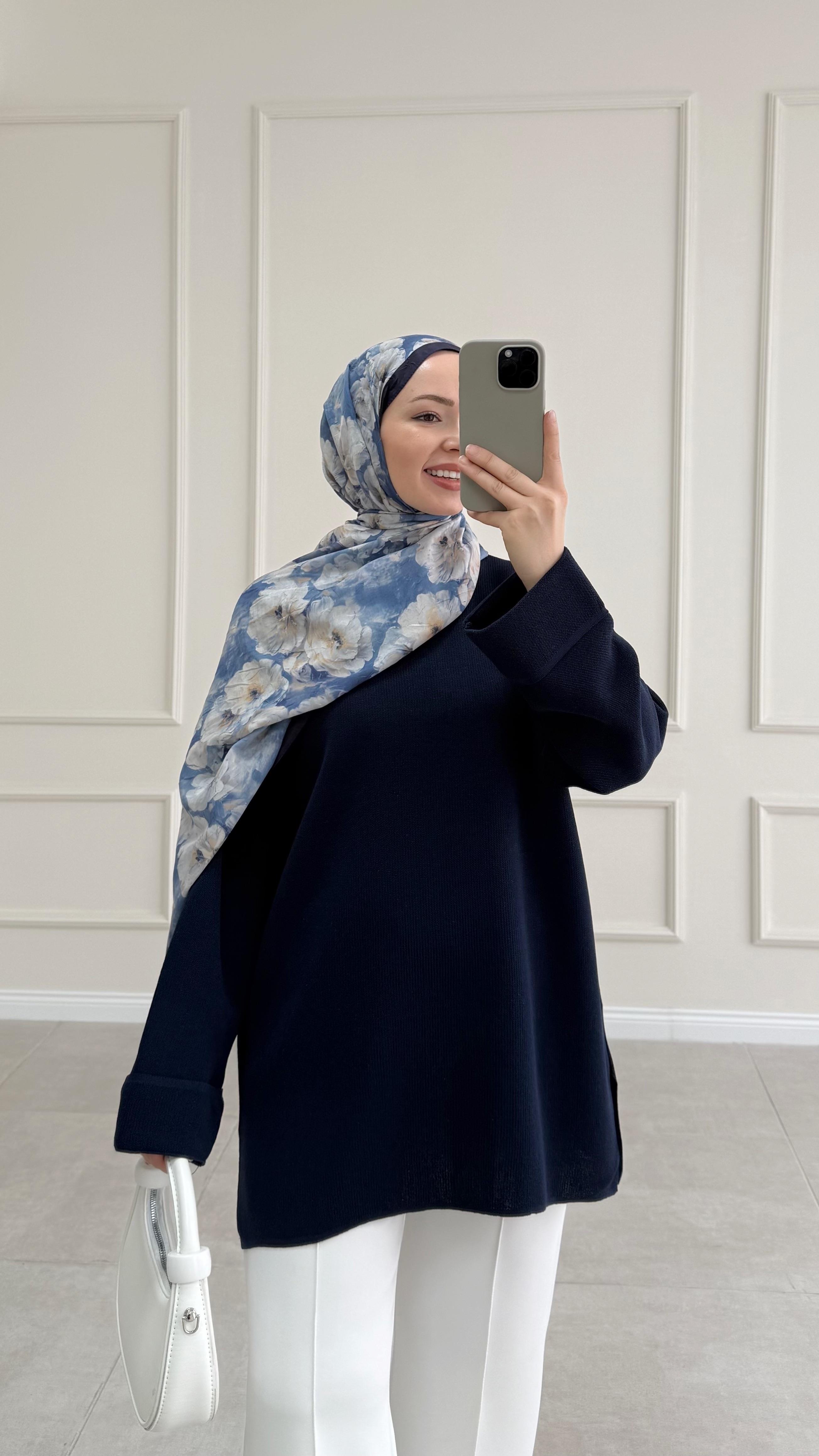 Letizia Simli Lacivert Kazak