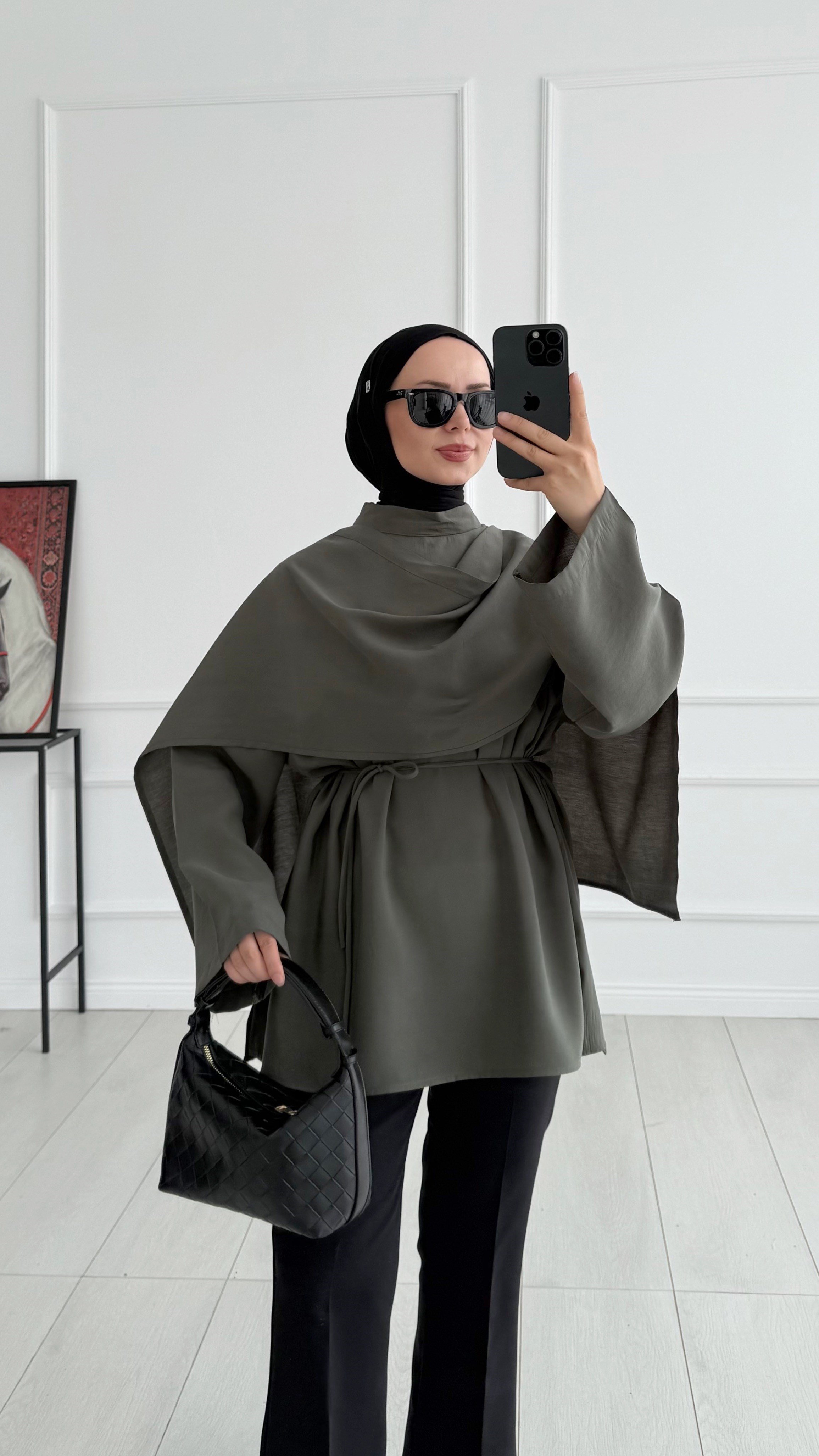 Lisa Pelerin Detaylı Tasarım Haki Tunik 