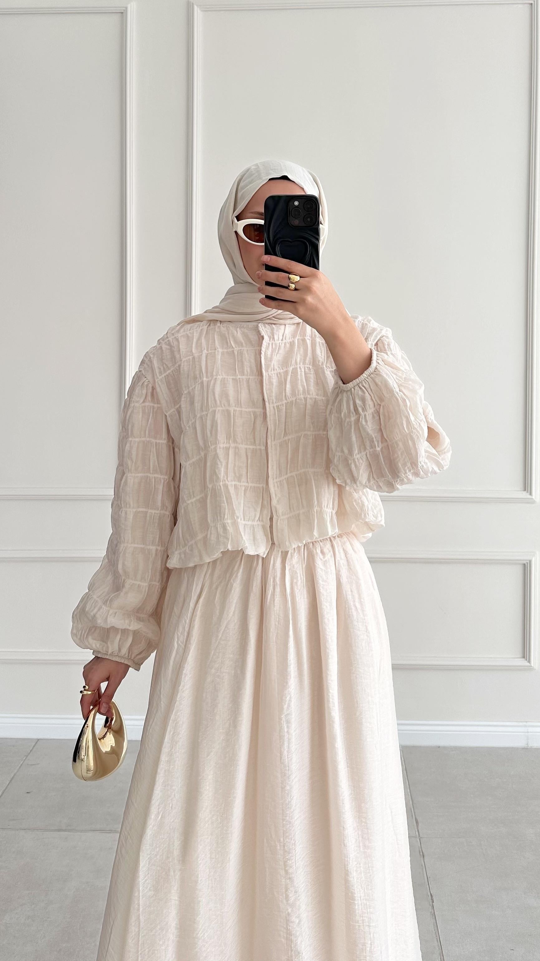 Livia Gipeli Krem Ceket Takım 