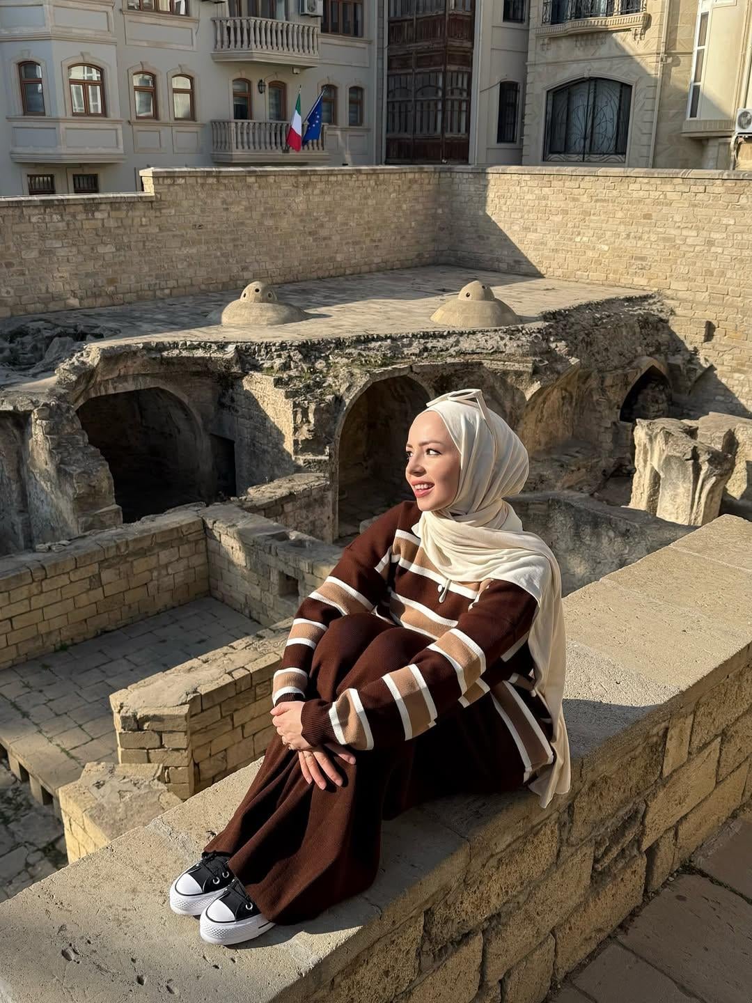 Lolita Kahverengi Çizgili Triko Takım 