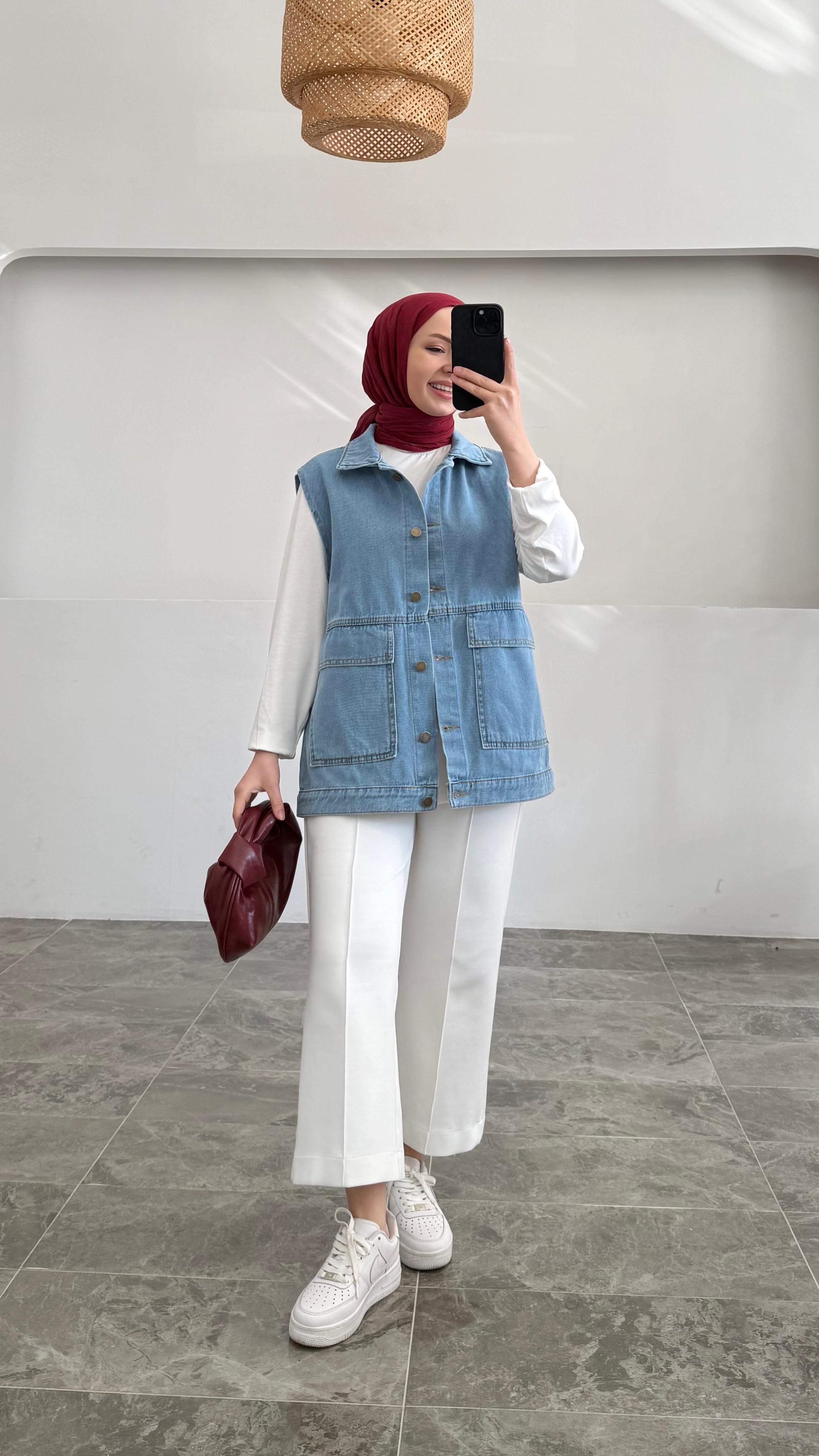 Lucas Denim Buz Mavisi Kot Yelek