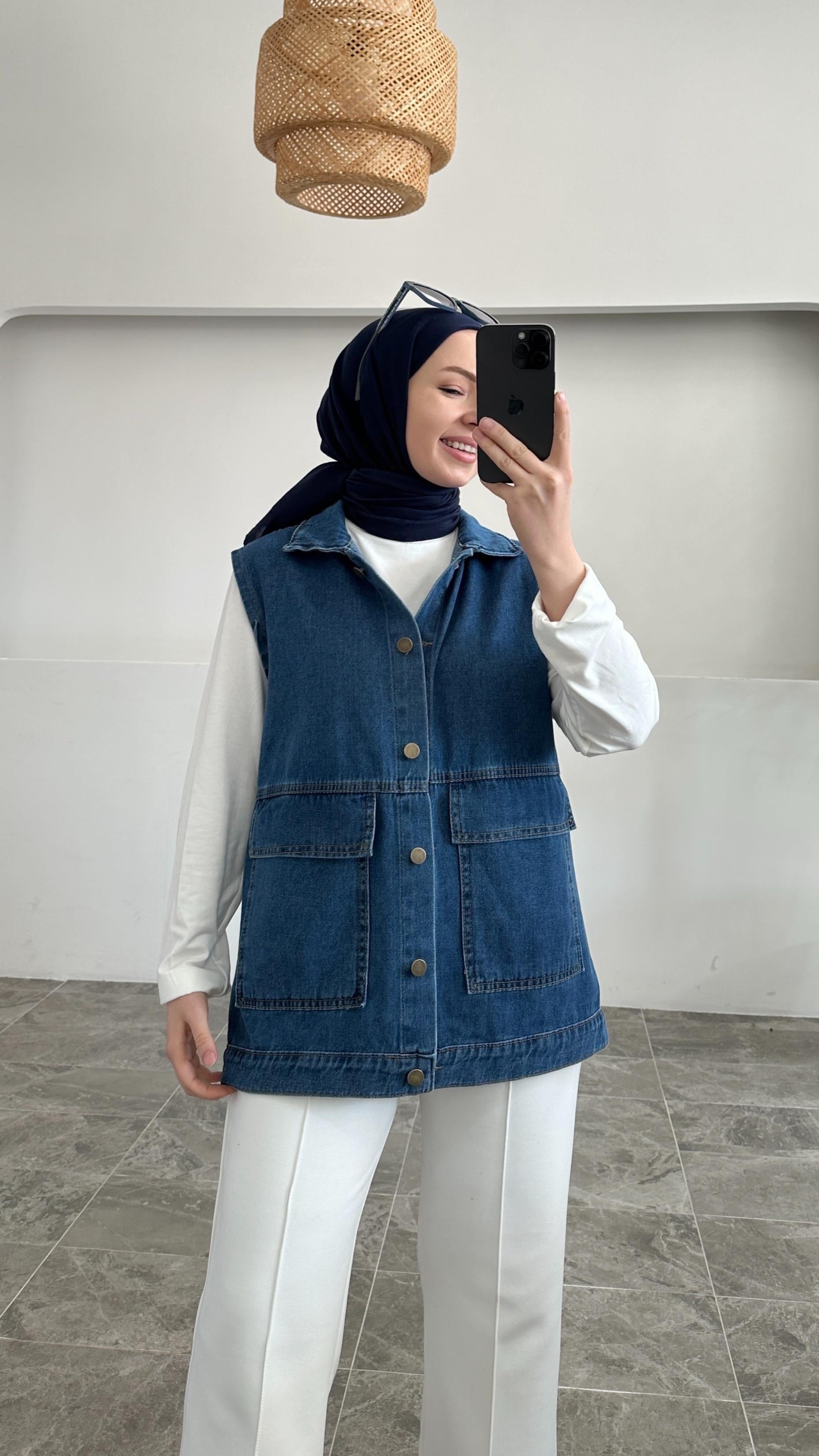 Lucas Denim Koyu Mavi Kot Yelek